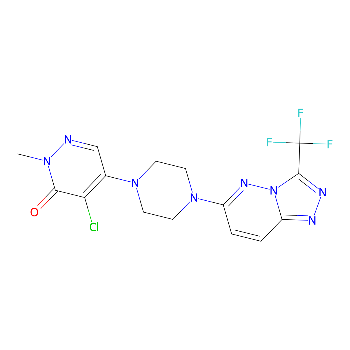 4-Chloro-2-methyl-5-{4-[3-(trifluoromethyl)-[1,2,4]triazolo[4,3-b]pyridazin-6-yl]piperazin-1-yl}-2,3-dihydropyridazin-3-one molecular structure, CAS 3030870-11-9