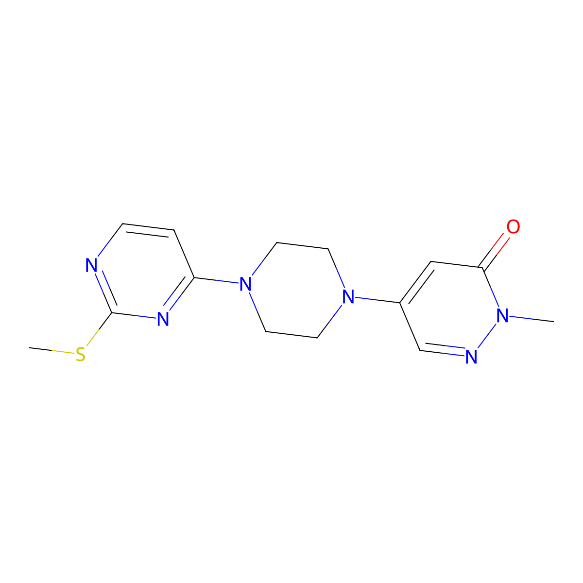 2-Methyl-5-{4-[2-(methylsulfanyl)pyrimidin-4-yl]piperazin-1-yl}-2,3-dihydropyridazin-3-one molecular structure, CAS 3030870-20-0