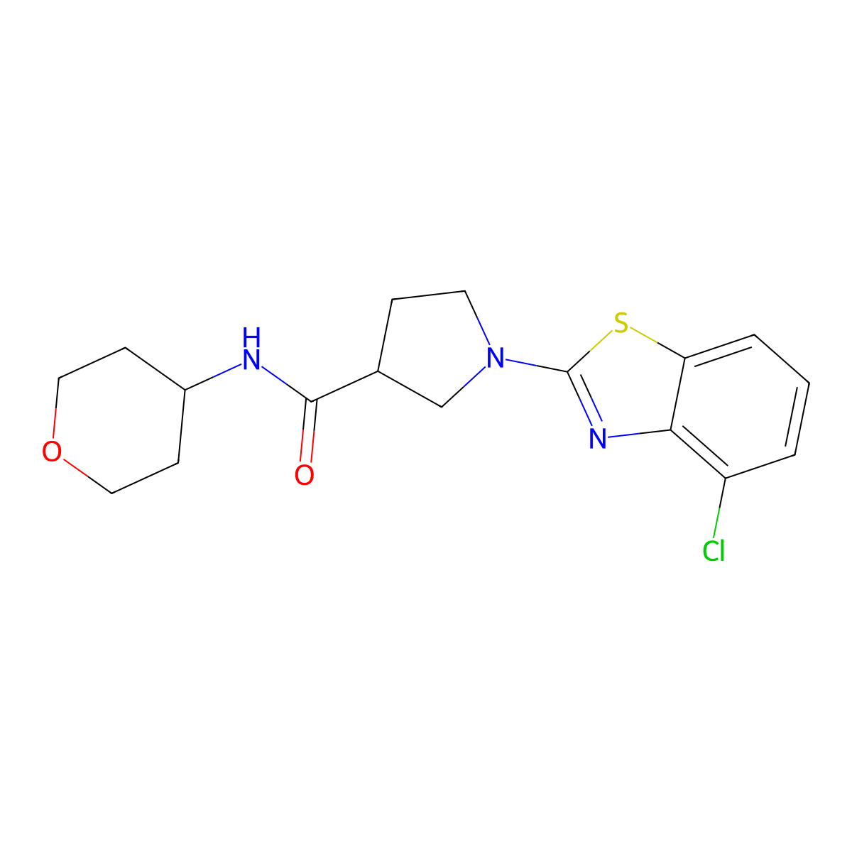 1-(4-chloro-1,3-benzothiazol-2-yl)-N-(oxan-4-yl)pyrrolidine-3-carboxamide molecular structure, CAS 3030870-30-2