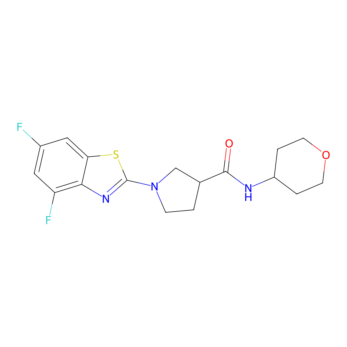 1-(4,6-difluoro-1,3-benzothiazol-2-yl)-N-(oxan-4-yl)pyrrolidine-3-carboxamide molecular structure, CAS 3030870-36-8