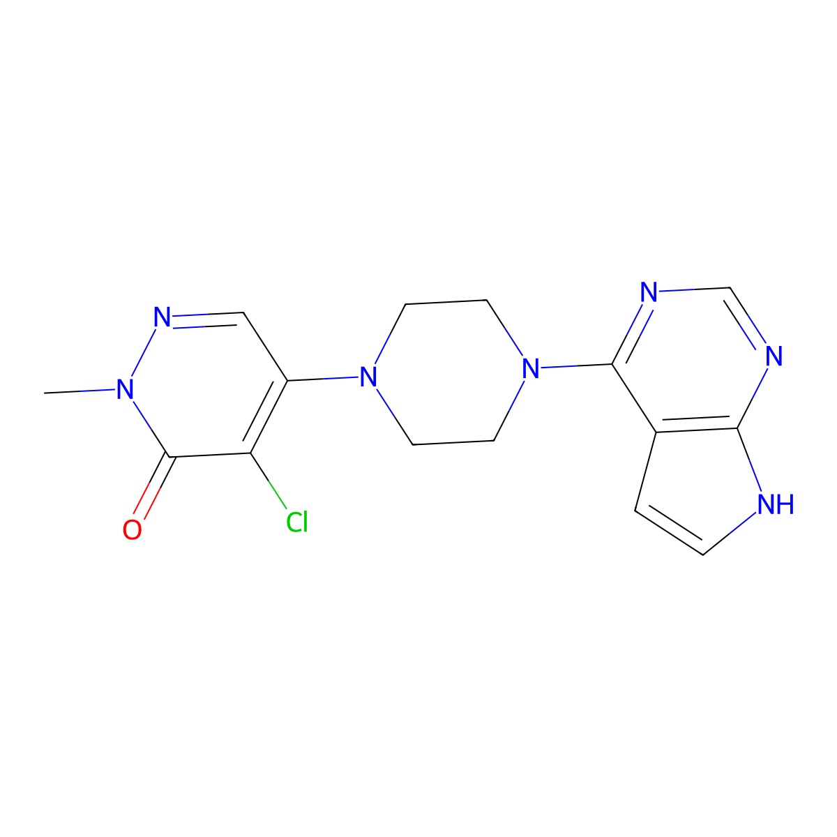 4-chloro-2-methyl-5-(4-{7H-pyrrolo[2,3-d]pyrimidin-4-yl}piperazin-1-yl)-2,3-dihydropyridazin-3-one molecular structure, CAS 3030870-41-5