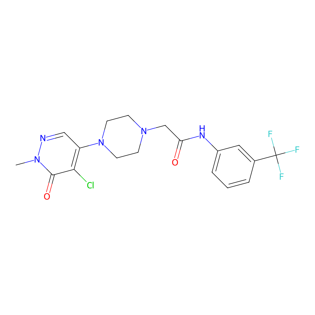 2-[4-(5-chloro-1-methyl-6-oxopyridazin-4-yl)piperazin-1-yl]-N-[3-(trifluoromethyl)phenyl]acetamide molecular structure, CAS 3030870-49-3