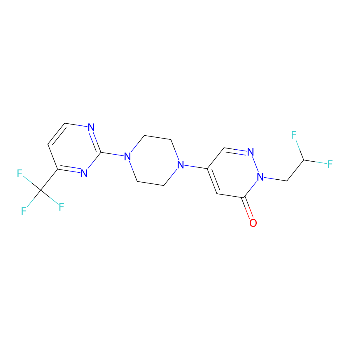 2-(2,2-Difluoroethyl)-5-{4-[4-(trifluoromethyl)pyrimidin-2-yl]piperazin-1-yl}-2,3-dihydropyridazin-3-one molecular structure, CAS 3030870-63-1