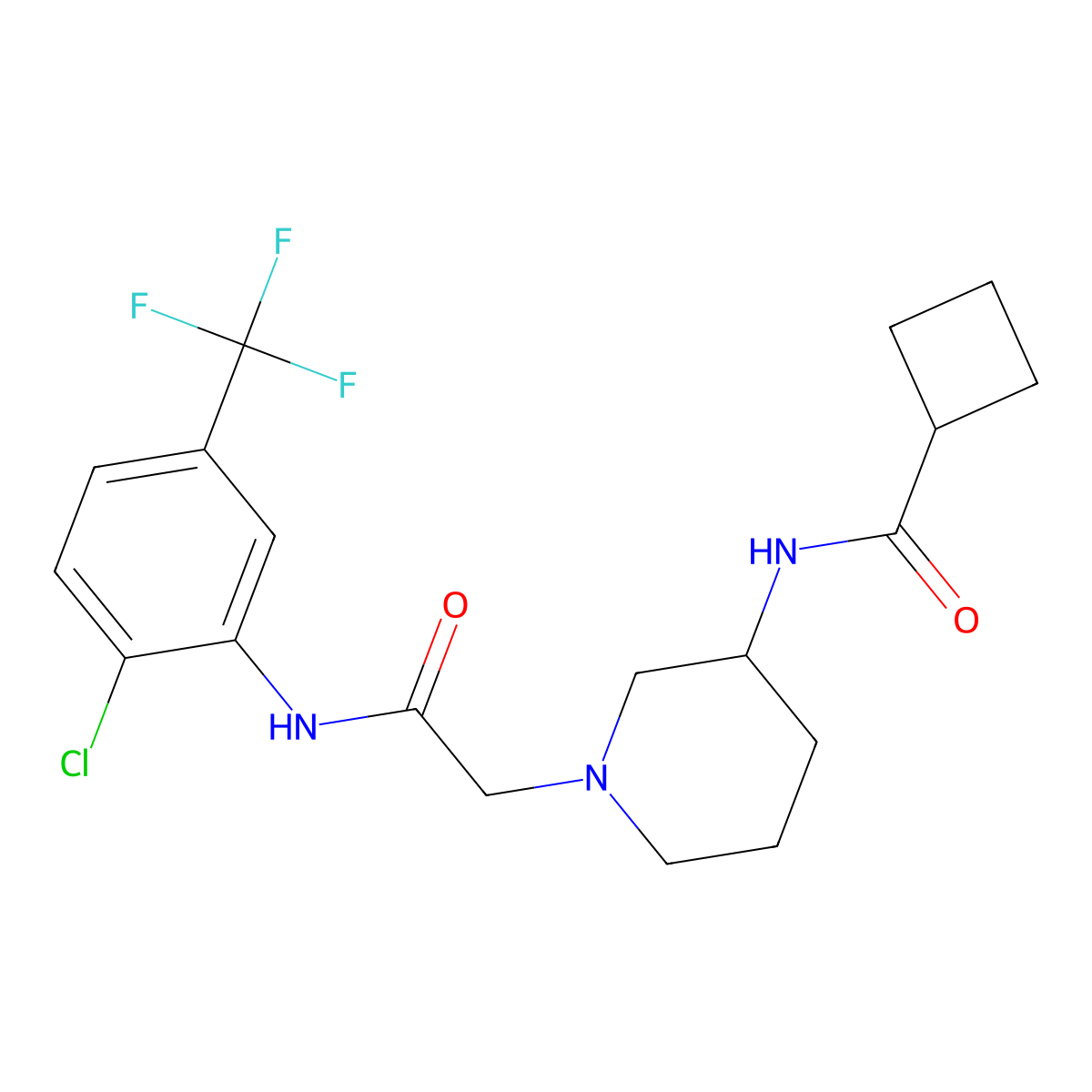 N-[1-[2-[2-chloro-5-(trifluoromethyl)anilino]-2-oxoethyl]piperidin-3-yl]cyclobutancarboxamide molecular structure, CAS 3030870-80-2