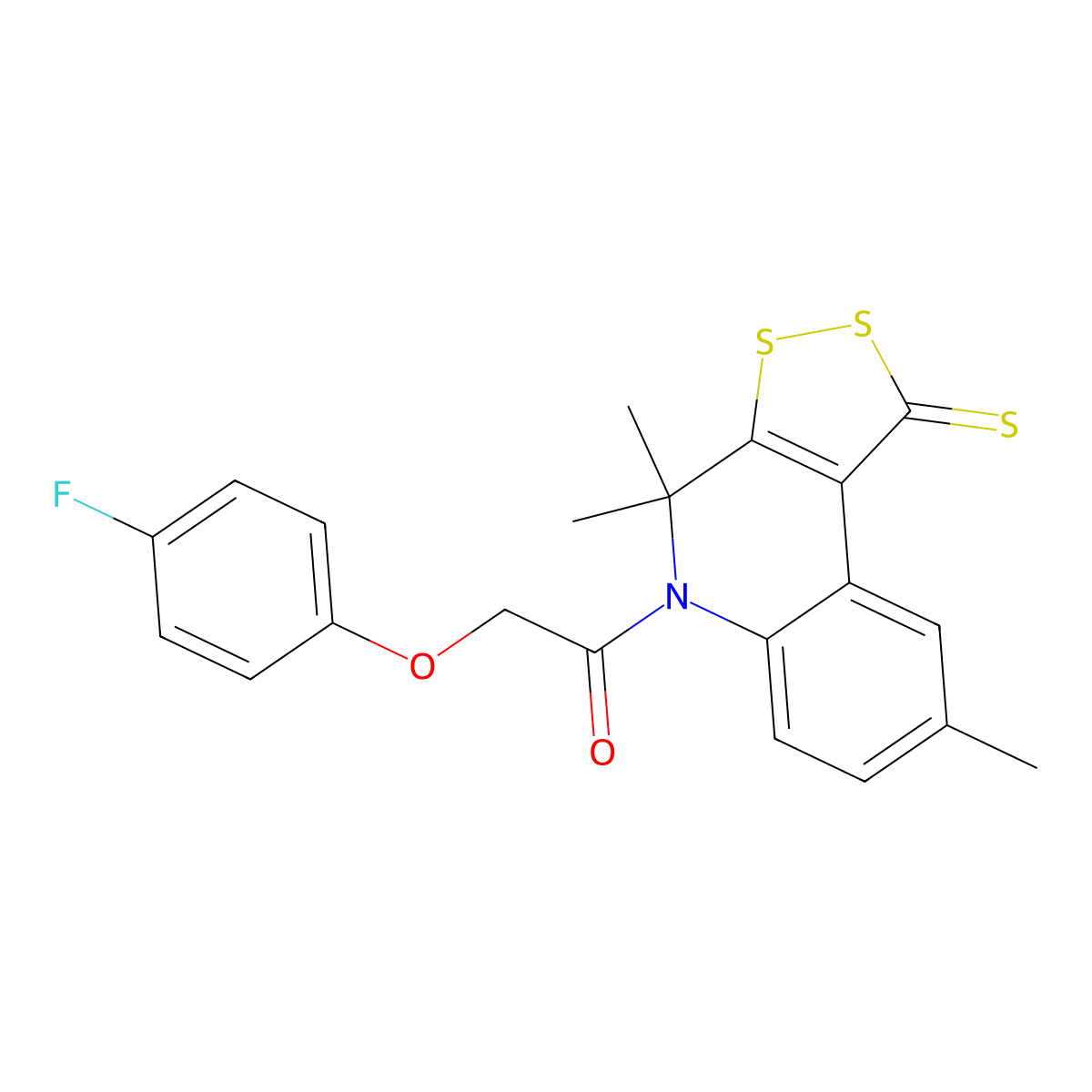 2-(4-Fluorophenoxy)-1-(4,4,8-trimethyl-1-sulfanylidenedithiolo[3,4-c]quinolin-5-yl)ethanone molecular structure, CAS 303088-73-5