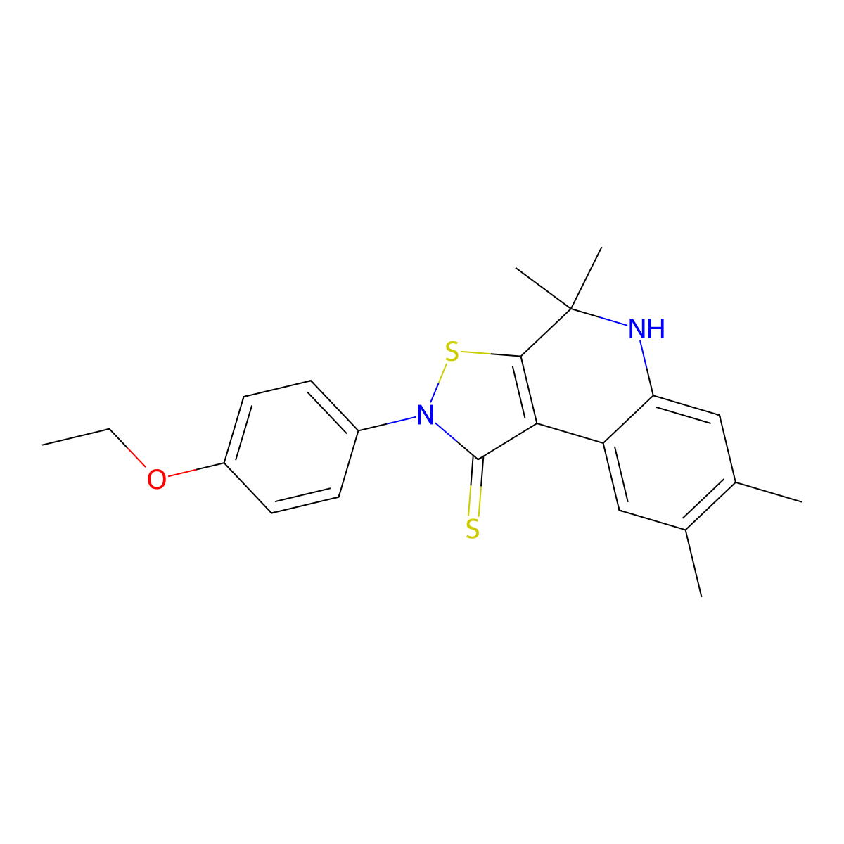2-(4-ethoxyphenyl)-4,4,7,8-tetramethyl-5H-[1,2]thiazolo[5,4-c]quinoline-1-thione molecular structure, CAS 303088-83-7