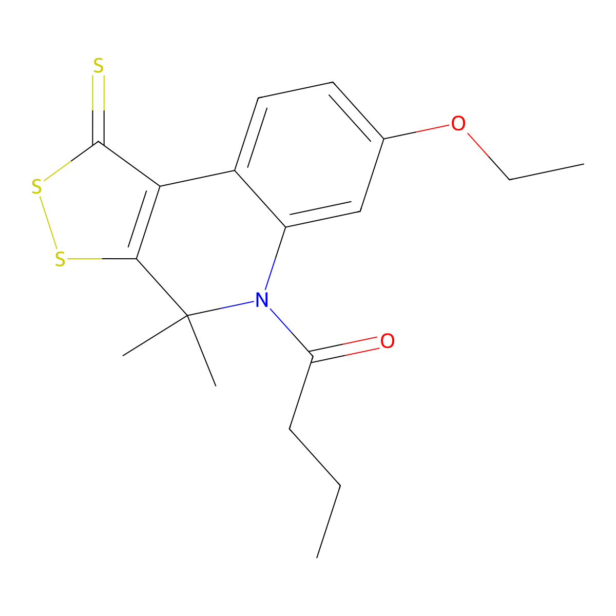 1-(7-Ethoxy-4,4-dimethyl-1-sulfanylidenedithiolo[3,4-c]quinolin-5-yl)butan-1-one molecular structure, CAS 303089-19-2