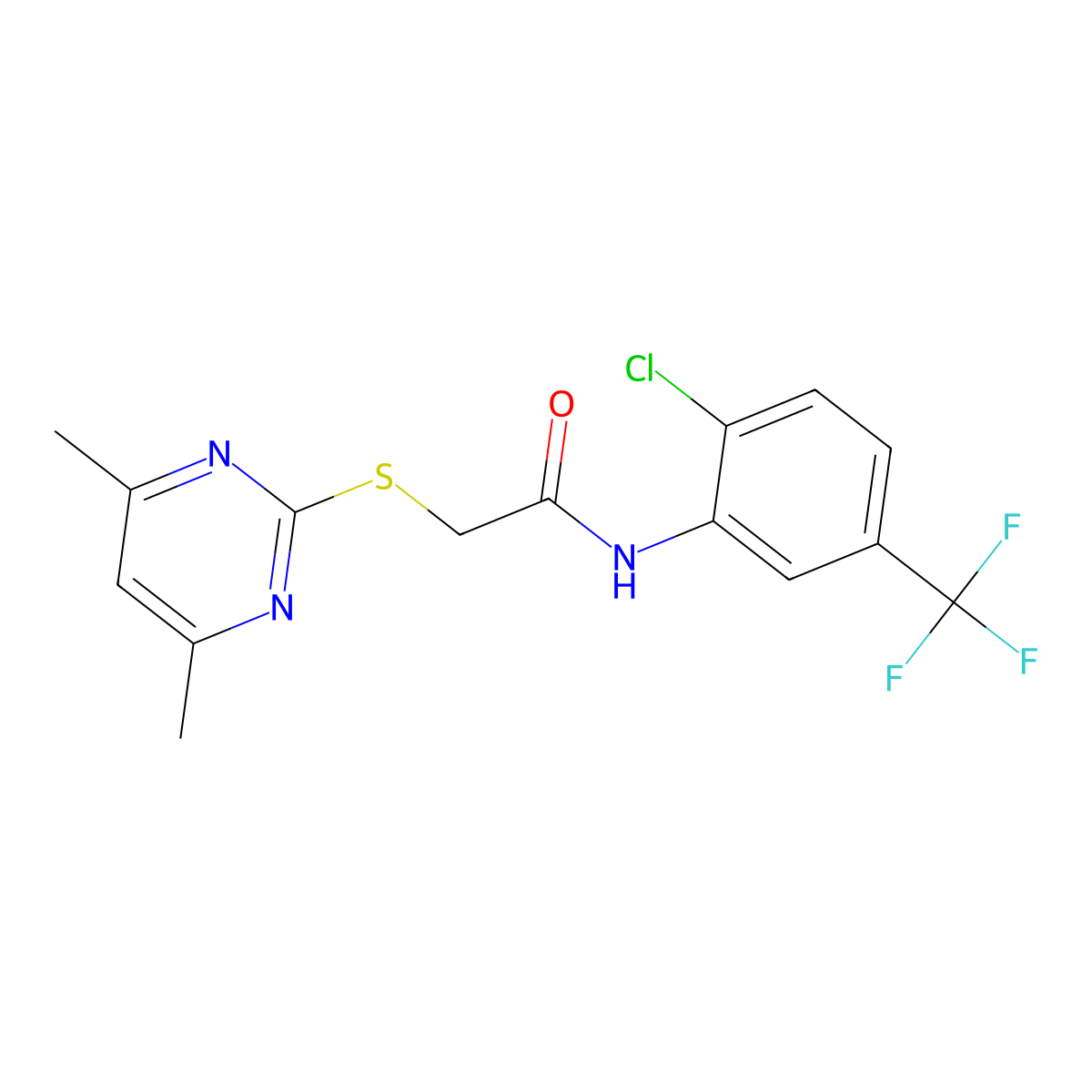 N-[2-chloro-5-(trifluoromethyl)phenyl]-2-[(4,6-dimethyl-2-pyrimidinyl)sulfanyl]acetamide molecular structure, CAS 303090-84-8