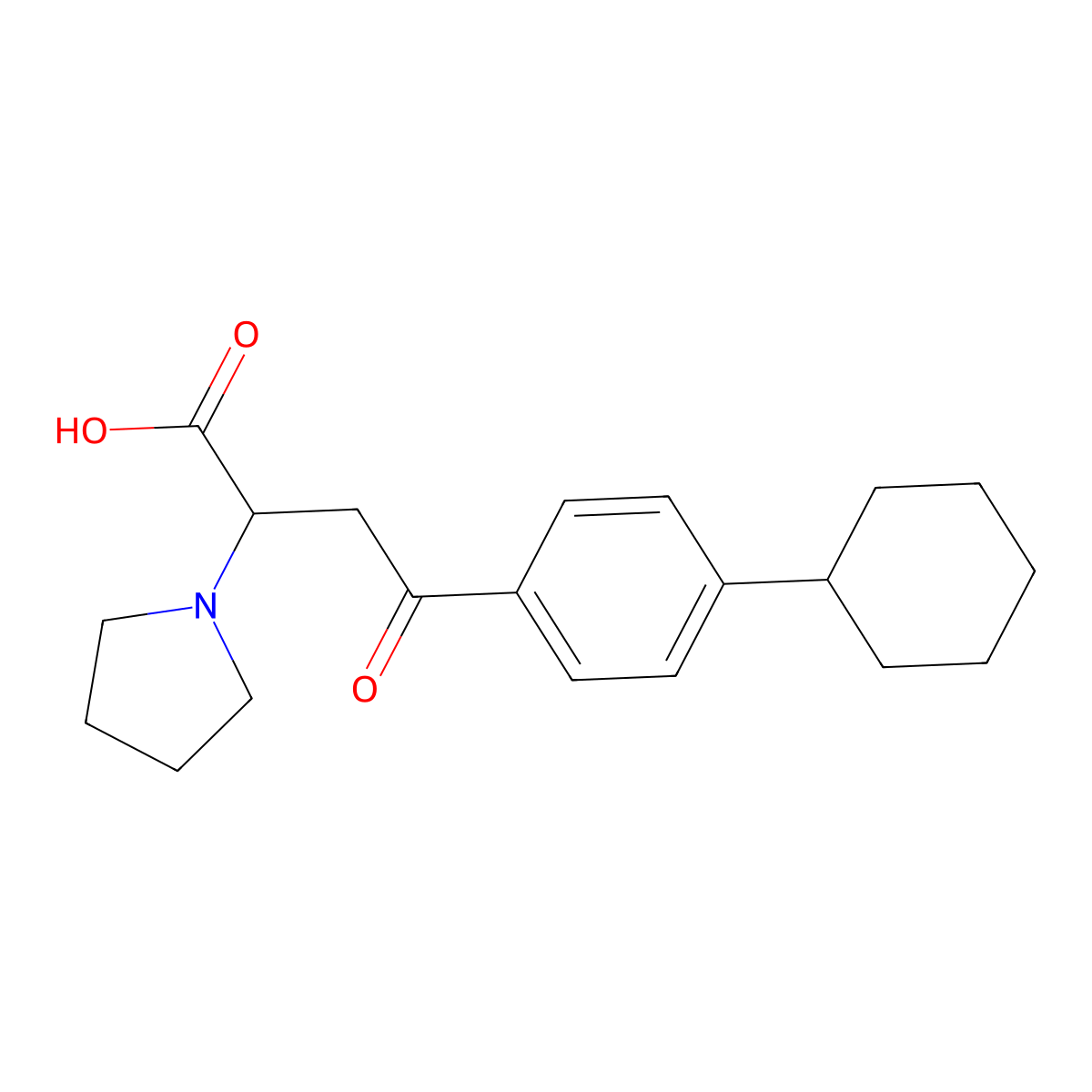4-(4-Cyclohexylphenyl)-4-oxo-2-(1-pyrrolidinyl)butanoic acid molecular structure, CAS 303090-92-8