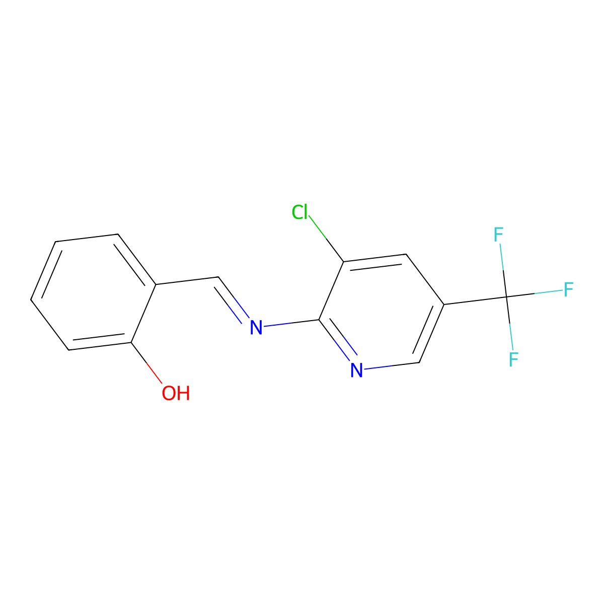 Phenol, 2-[[[3-chloro-5-(trifluoromethyl)-2-pyridinyl]imino]methyl]- molecular structure, CAS 303090-94-0