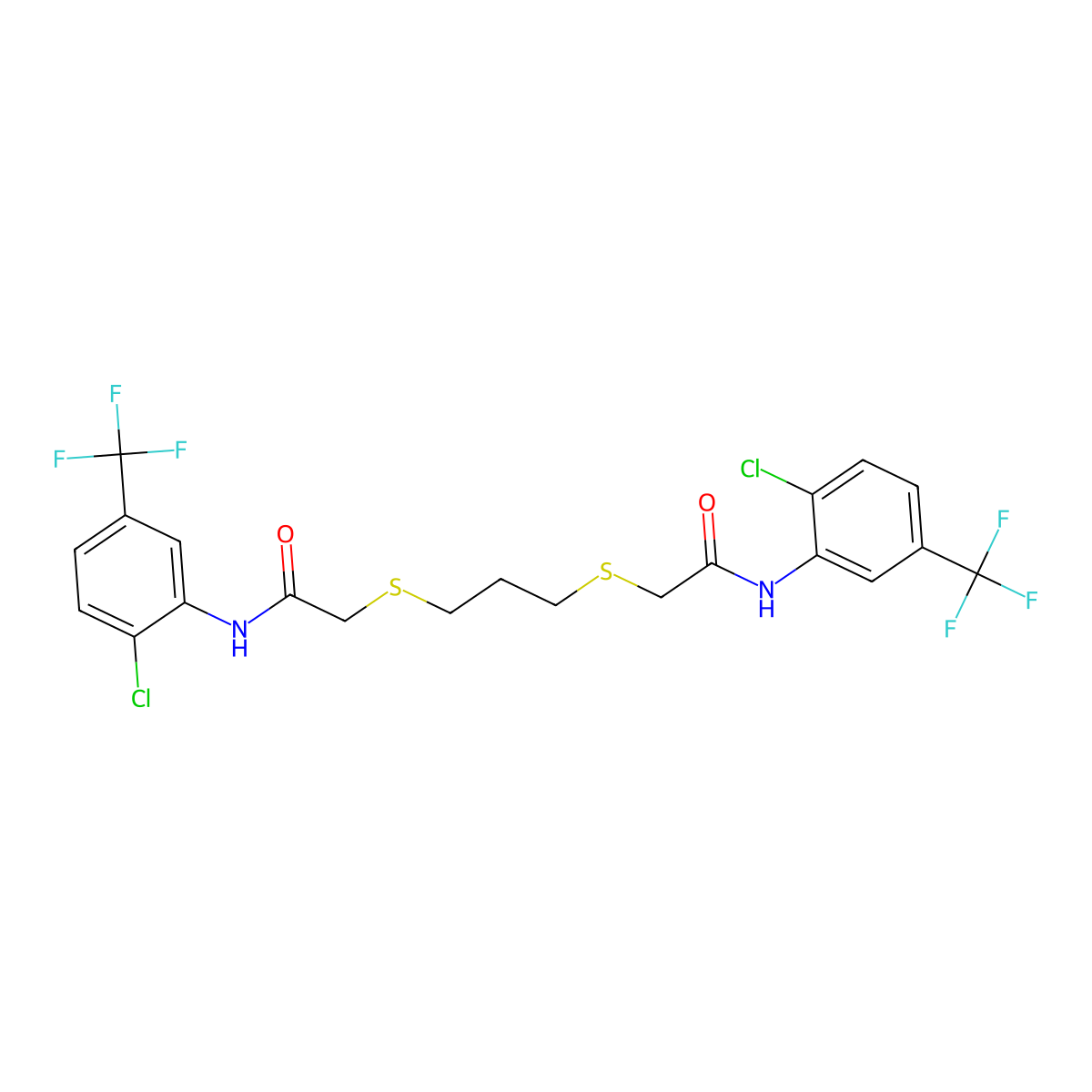 2-{[3-({2-[2-Chloro-5-(trifluoromethyl)anilino]-2-oxoethyl}sulfanyl)propyl]sulfanyl}-N-[2-chloro-5-(trifluoromethyl)phenyl]acetamide molecular structure, CAS 303090-96-2