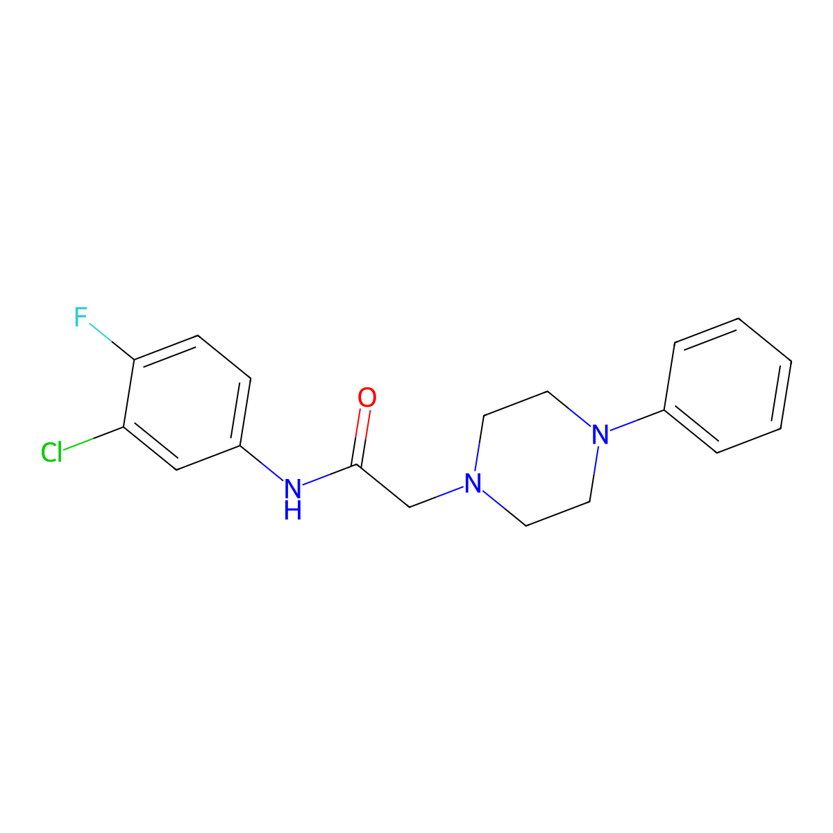 N-(3-Chloro-4-fluorophenyl)-2-(4-phenyl-1-piperazinyl)acetamide molecular structure, CAS 303091-00-1