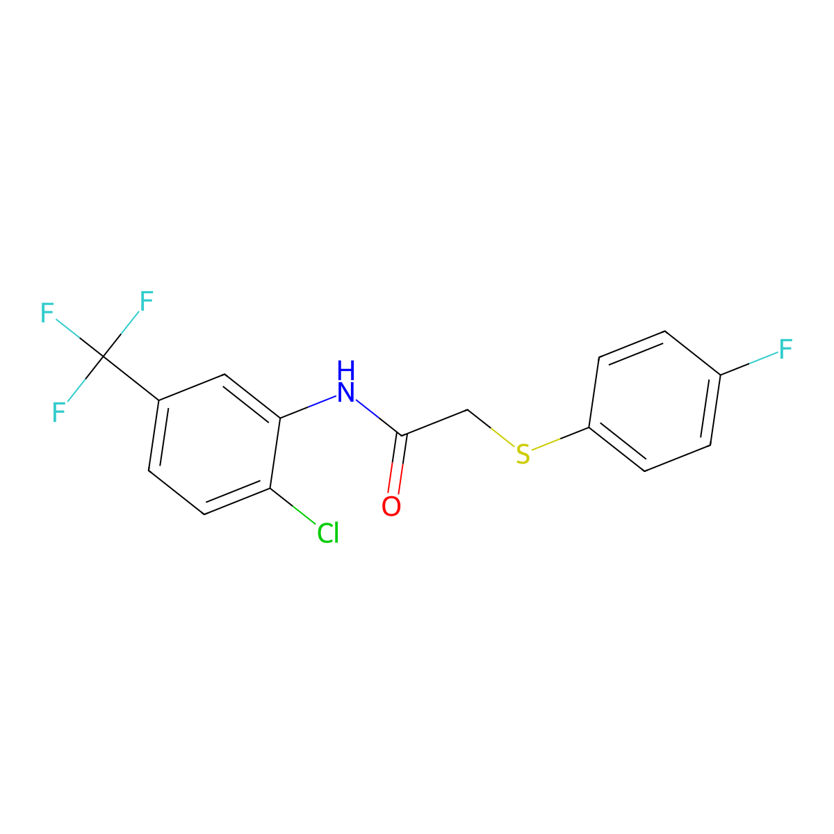 N-[2-chloro-5-(trifluoromethyl)phenyl]-2-[(4-fluorophenyl)sulfanyl]acetamide molecular structure, CAS 303091-05-6