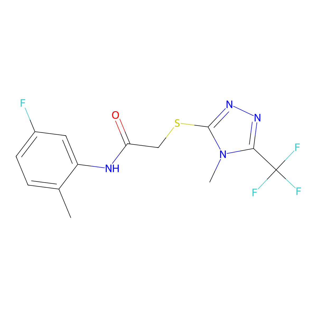 N-(5-fluoro-2-methylphenyl)-2-{[4-methyl-5-(trifluoromethyl)-4H-1,2,4-triazol-3-yl]sulfanyl}acetamide molecular structure, CAS 303091-07-8