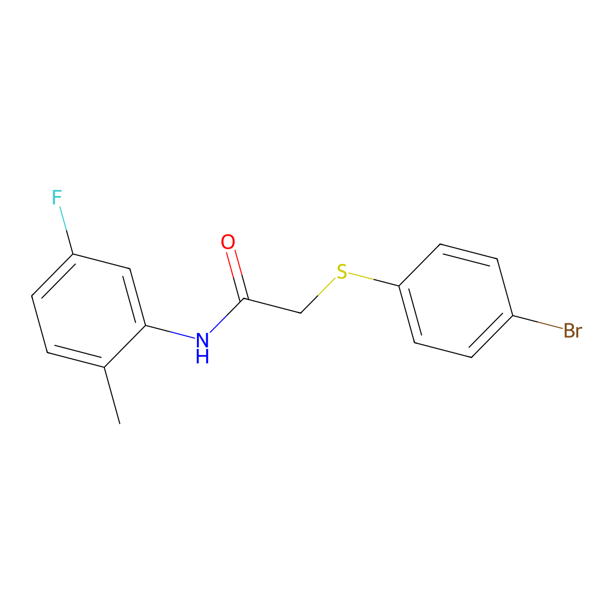 2-[(4-bromophenyl)sulfanyl]-N-(5-fluoro-2-methylphenyl)acetamide molecular structure, CAS 303091-08-9