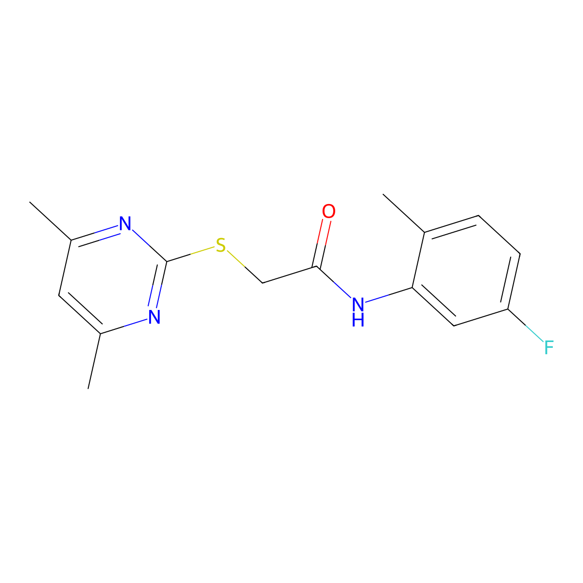 2-((4,6-Dimethyl-2-pyrimidinyl)thio)-N-(5-fluoro-2-methylphenyl)acetamide molecular structure, CAS 303091-11-4