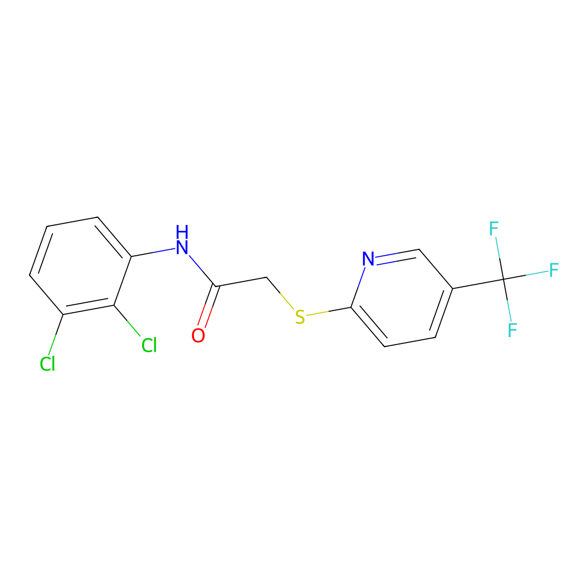 N-(2,3-dichlorophenyl)-2-{[5-(trifluoromethyl)pyridin-2-yl]sulfanyl}acetamide molecular structure, CAS 303091-22-7
