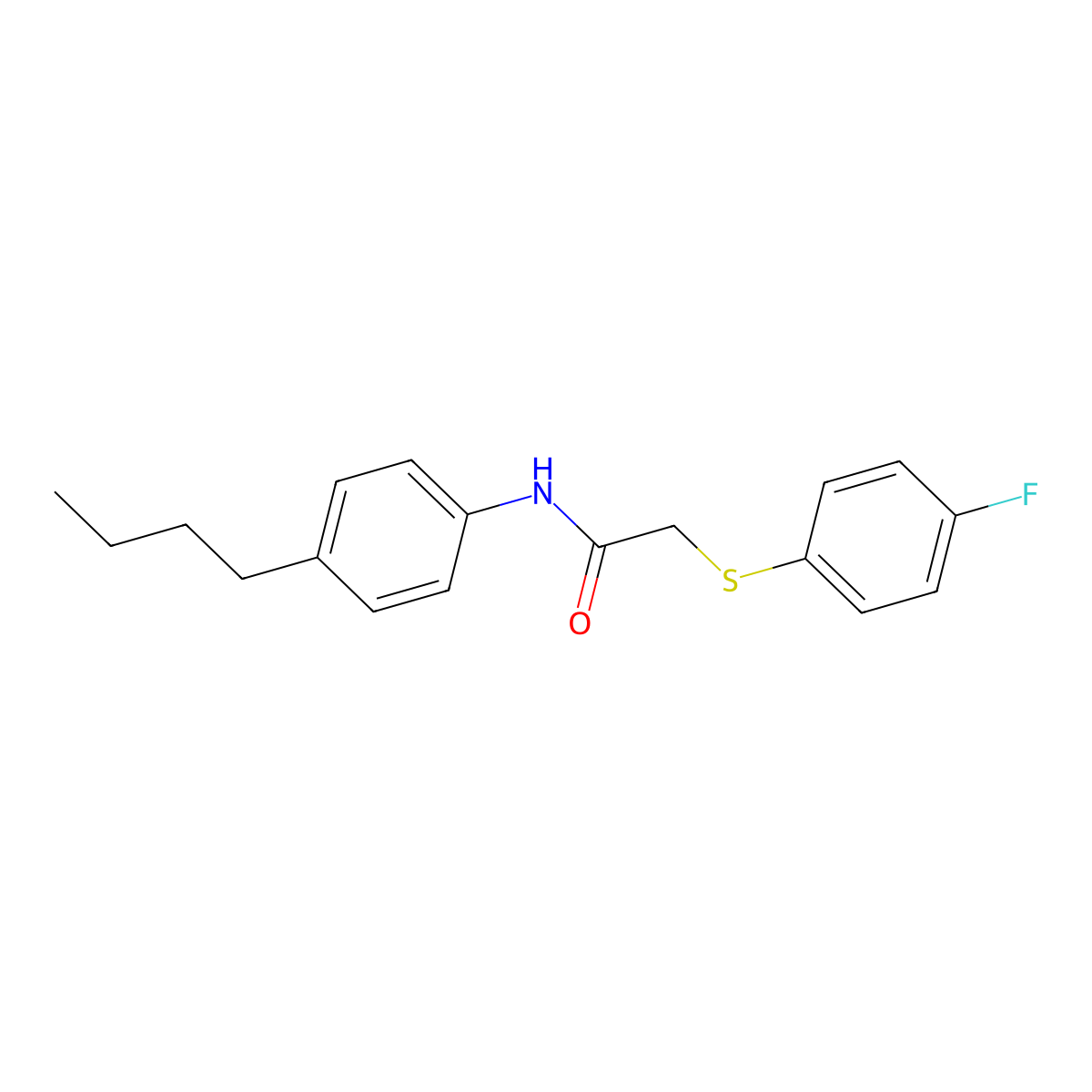 N-(4-butylphenyl)-2-[(4-fluorophenyl)sulfanyl]acetamide molecular structure, CAS 303091-24-9