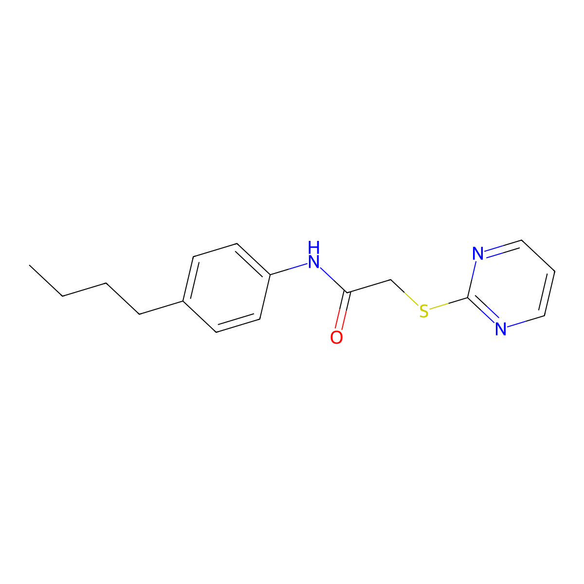 N-(4-butylphenyl)-2-(pyrimidin-2-ylsulfanyl)acetamide molecular structure, CAS 303091-26-1