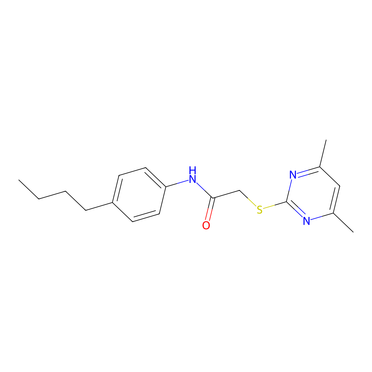 N-(4-butylphenyl)-2-[(4,6-dimethylpyrimidin-2-yl)sulfanyl]acetamide molecular structure, CAS 303091-27-2