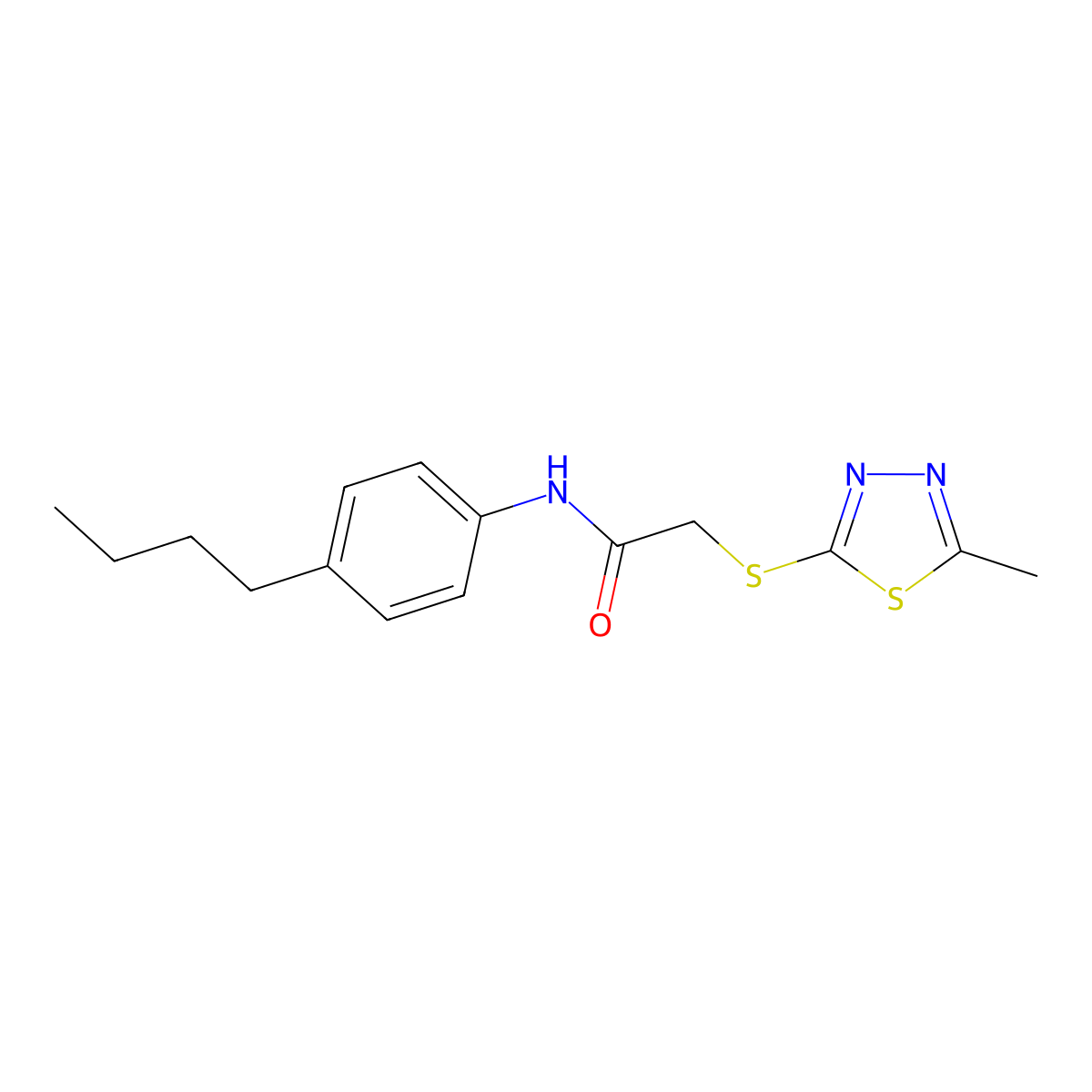 N-(4-butylphenyl)-2-[(5-methyl-1,3,4-thiadiazol-2-yl)sulfanyl]acetamide molecular structure, CAS 303091-28-3