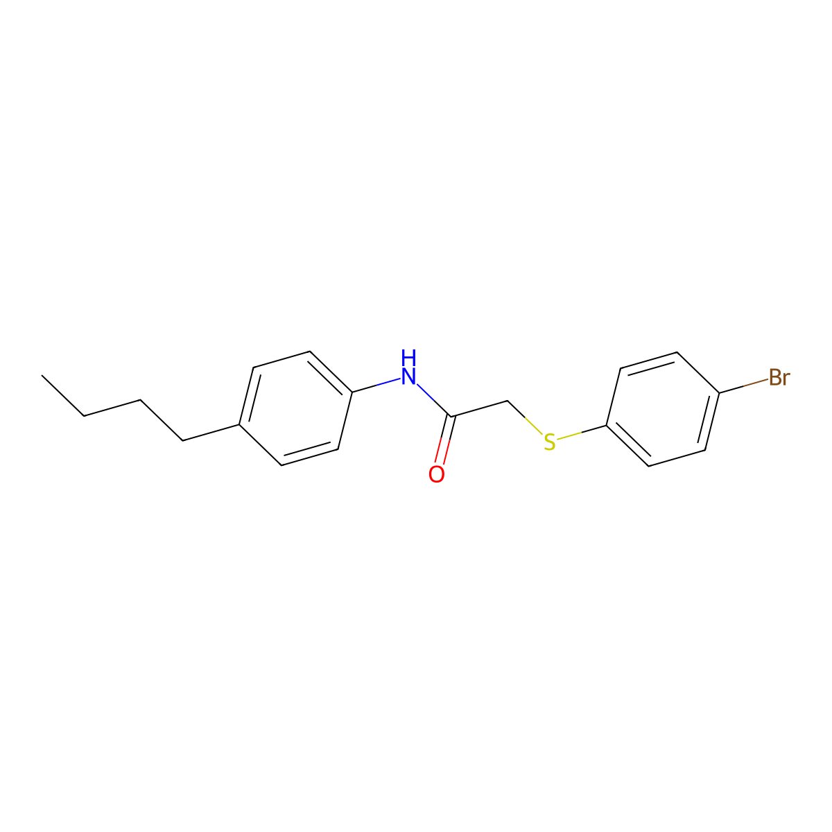2-[(4-bromophenyl)sulfanyl]-N-(4-butylphenyl)acetamide molecular structure, CAS 303091-29-4