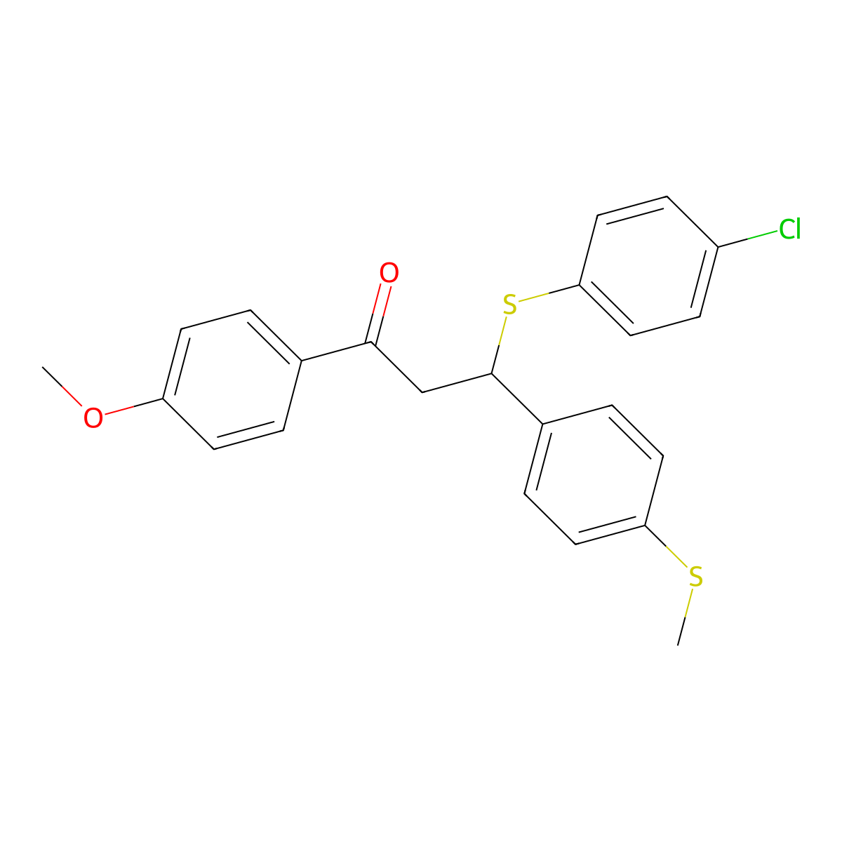 3-((4-Chlorophenyl)thio)-1-(4-methoxyphenyl)-3-(4-(methylthio)PH)-1-propanone molecular structure, CAS 303091-30-7