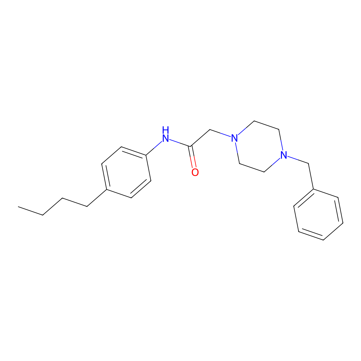2-(4-benzylpiperazin-1-yl)-N-(4-butylphenyl)acetamide molecular structure, CAS 303091-32-9