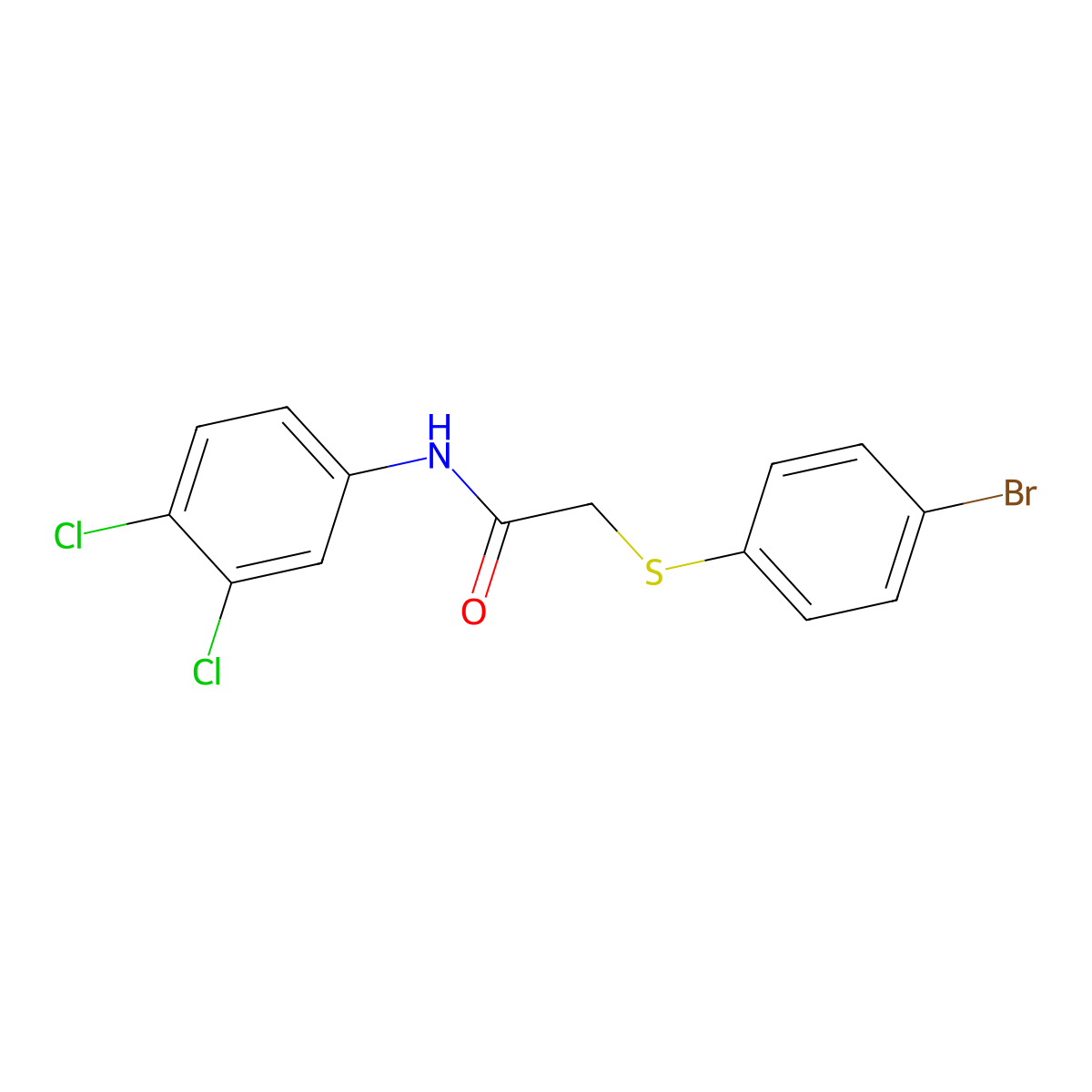 2-((4-Bromophenyl)thio)-N-(3,4-dichlorophenyl)acetamide molecular structure, CAS 303091-34-1