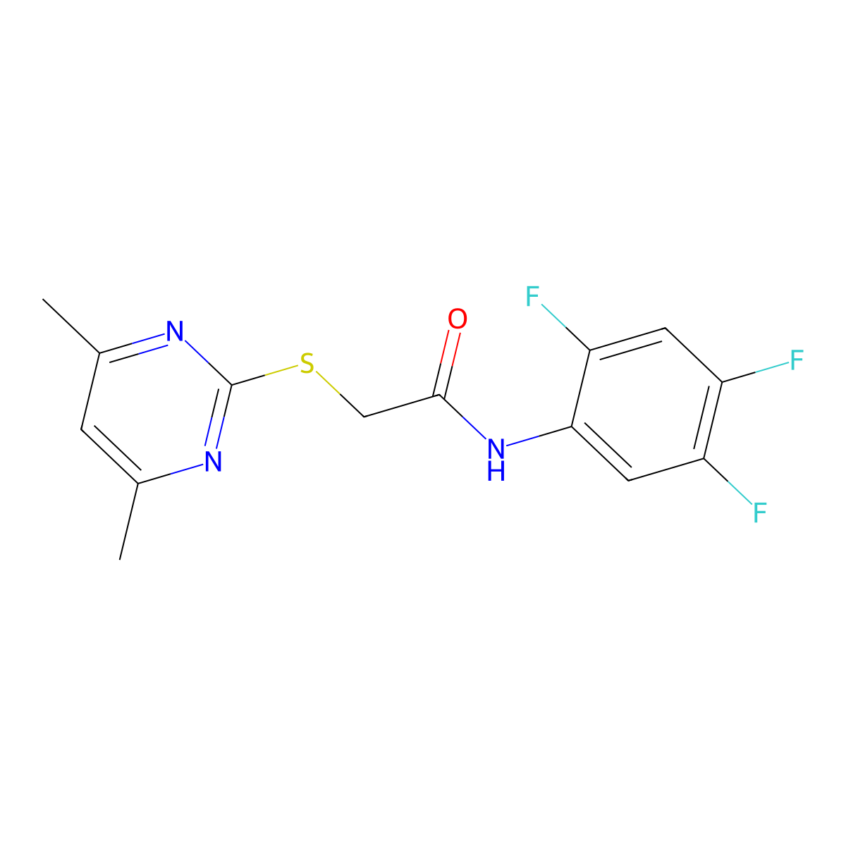 2-[(4,6-dimethylpyrimidin-2-yl)sulfanyl]-N-(2,4,5-trifluorophenyl)acetamide molecular structure, CAS 303091-38-5
