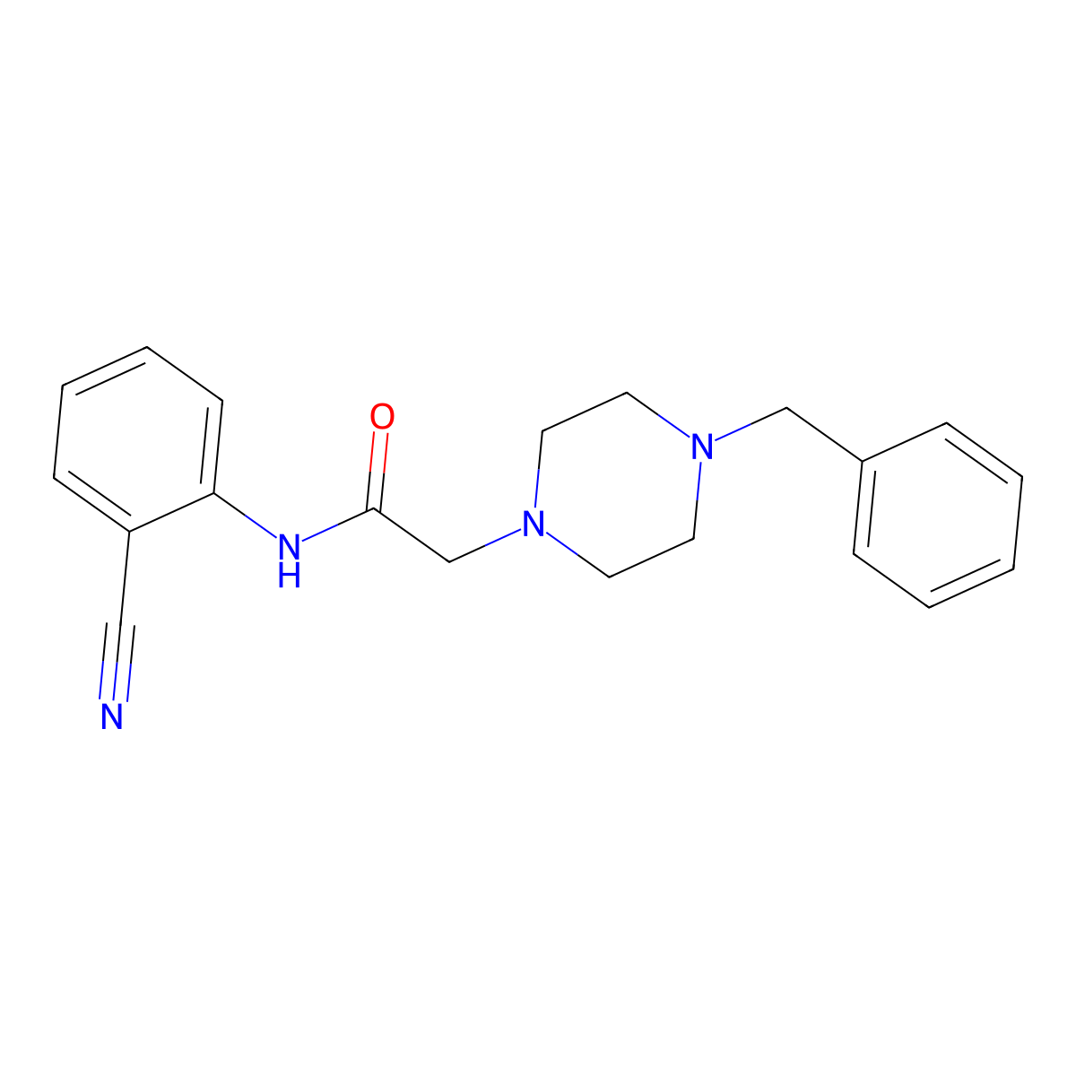 2-(4-benzylpiperazin-1-yl)-N-(2-cyanophenyl)acetamide molecular structure, CAS 303091-39-6