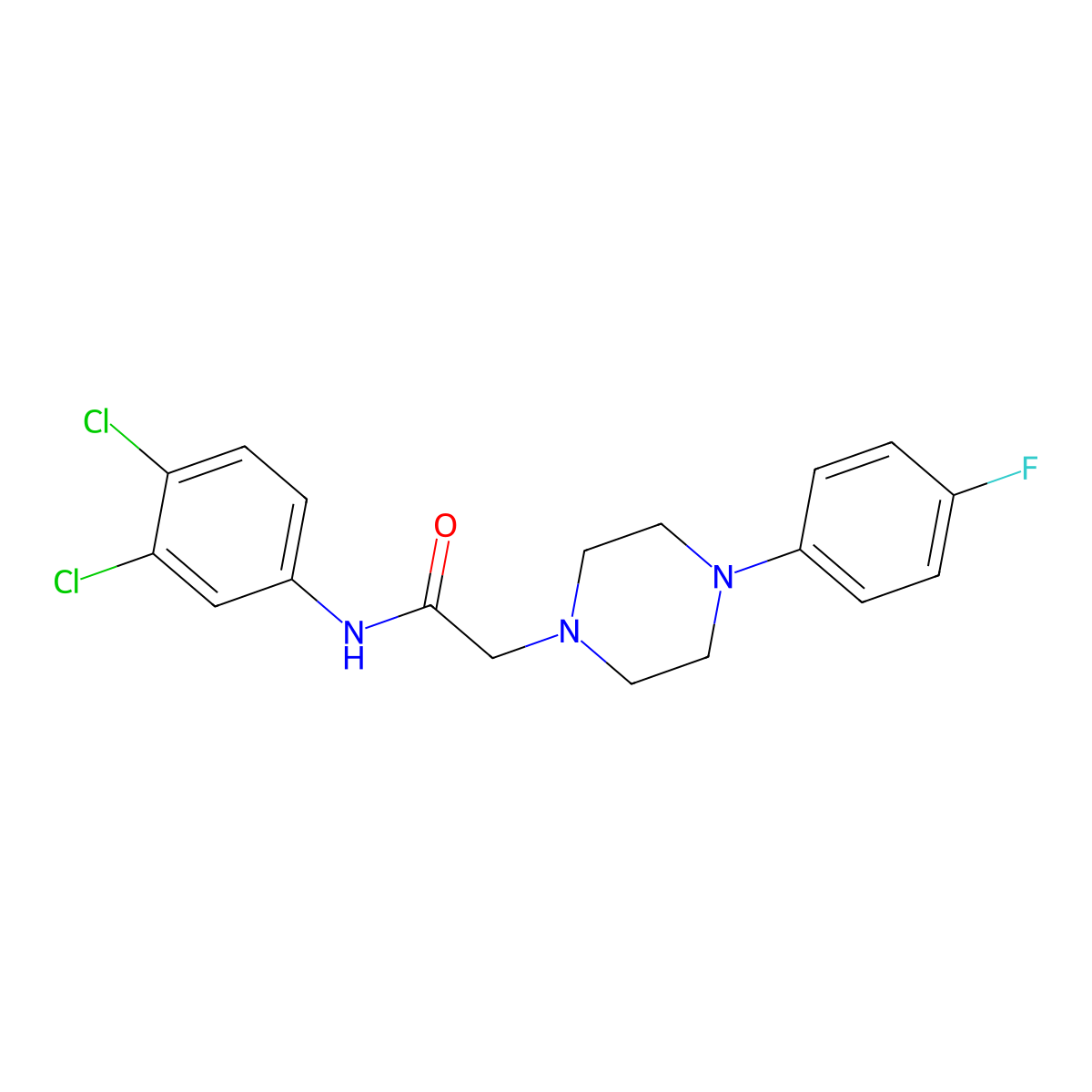 N-(3,4-dichlorophenyl)-2-[4-(4-fluorophenyl)piperazin-1-yl]acetamide molecular structure, CAS 303091-44-3