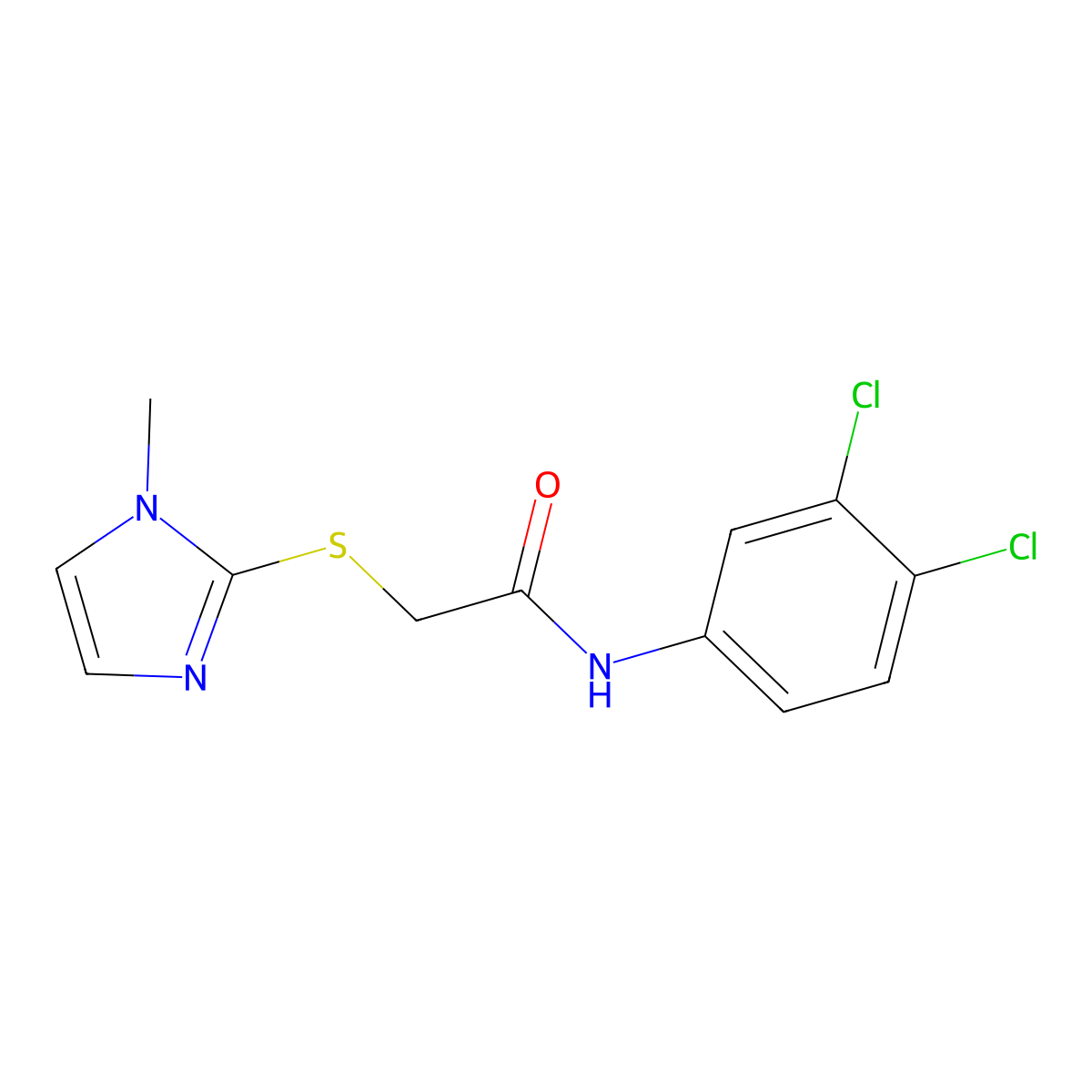 N-(3,4-dichlorophenyl)-2-[(1-methyl-1H-imidazol-2-yl)sulfanyl]acetamide molecular structure, CAS 303091-46-5