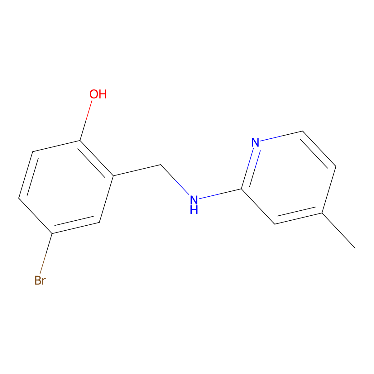 4-Bromo-2-(((4-methyl-2-pyridinyl)amino)methyl)phenol molecular structure, CAS 303091-51-2