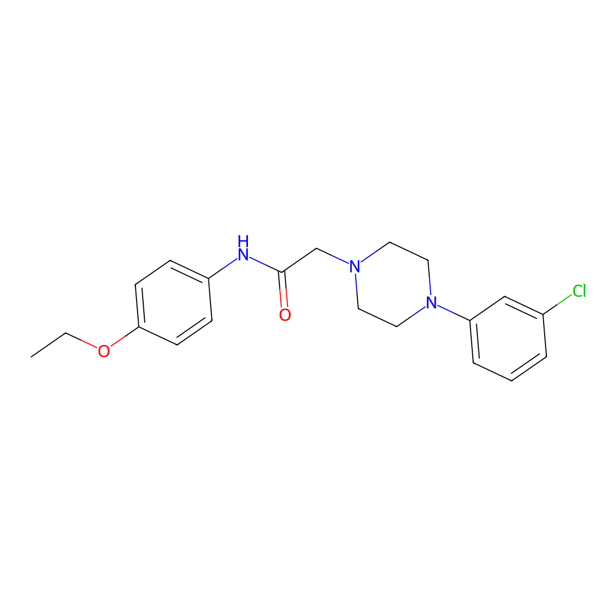 2-[4-(3-chlorophenyl)piperazin-1-yl]-N-(4-ethoxyphenyl)acetamide molecular structure, CAS 303091-55-6
