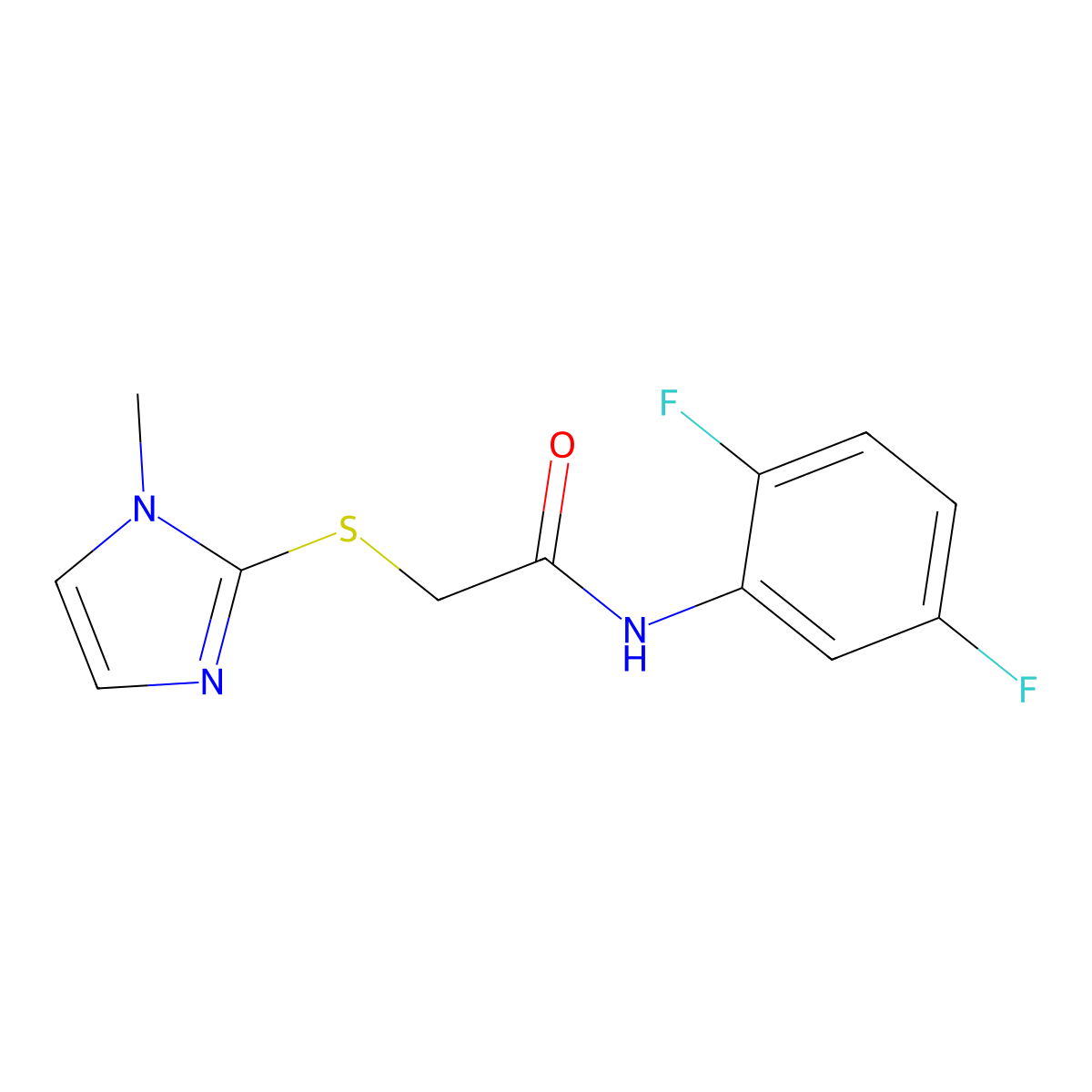 N-(2,5-difluorophenyl)-2-[(1-methyl-1H-imidazol-2-yl)sulfanyl]acetamide molecular structure, CAS 303091-56-7