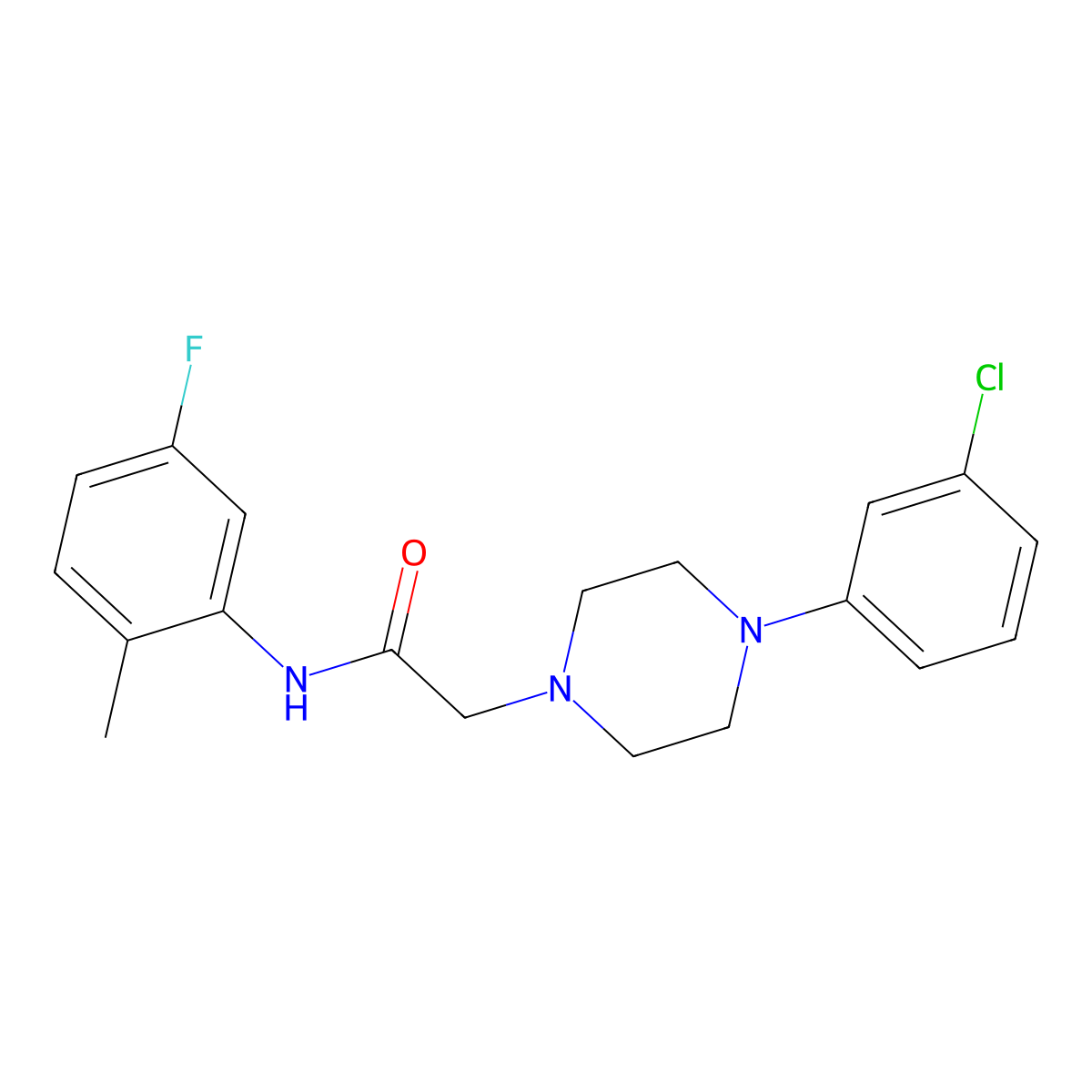 2-[4-(3-chlorophenyl)piperazin-1-yl]-N-(5-fluoro-2-methylphenyl)acetamide molecular structure, CAS 303091-59-0