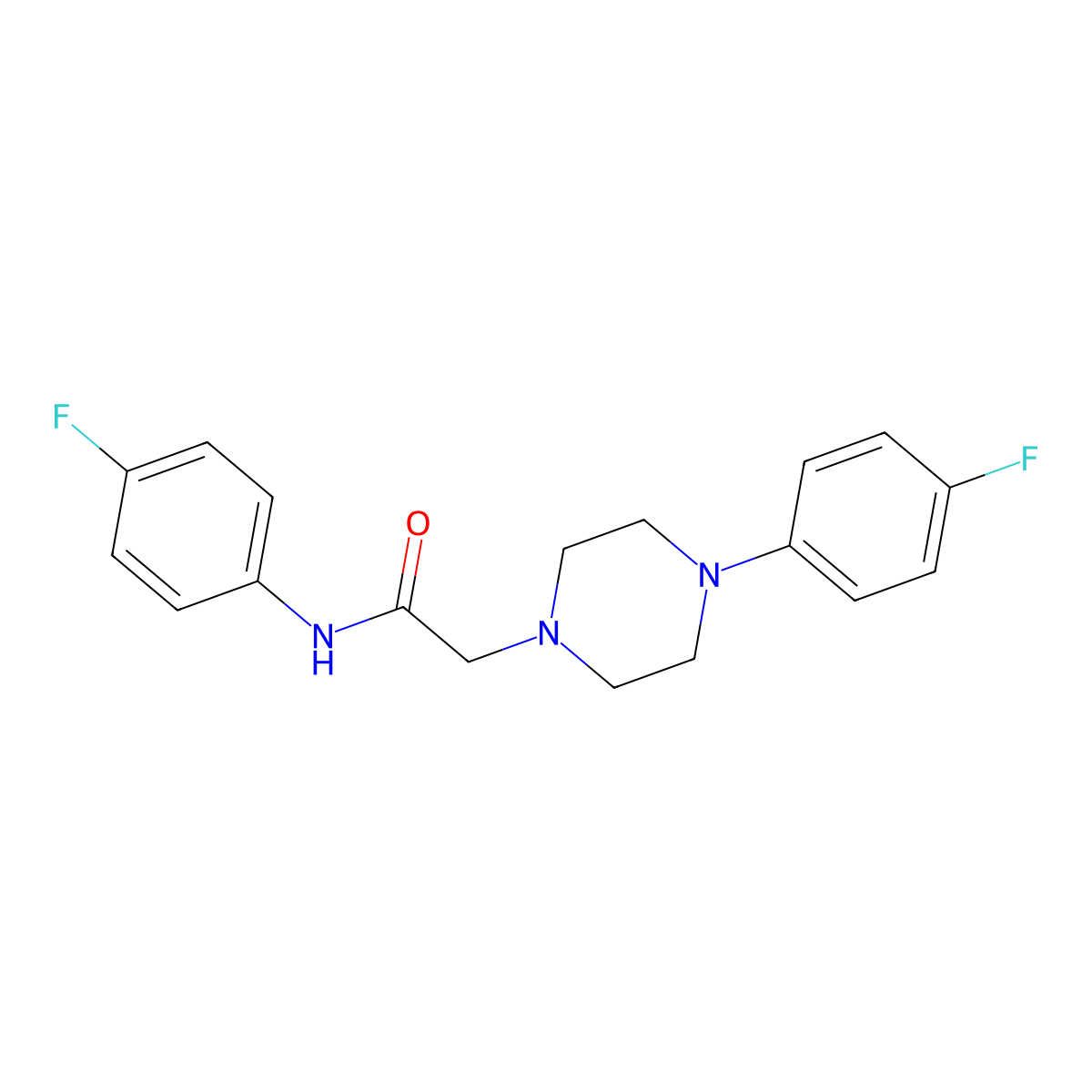 N-(4-fluorophenyl)-2-[4-(4-fluorophenyl)piperazin-1-yl]acetamide molecular structure, CAS 303091-62-5