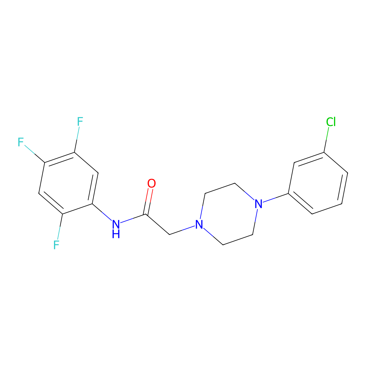 2-[4-(3-chlorophenyl)piperazin-1-yl]-N-(2,4,5-trifluorophenyl)acetamide molecular structure, CAS 303091-66-9