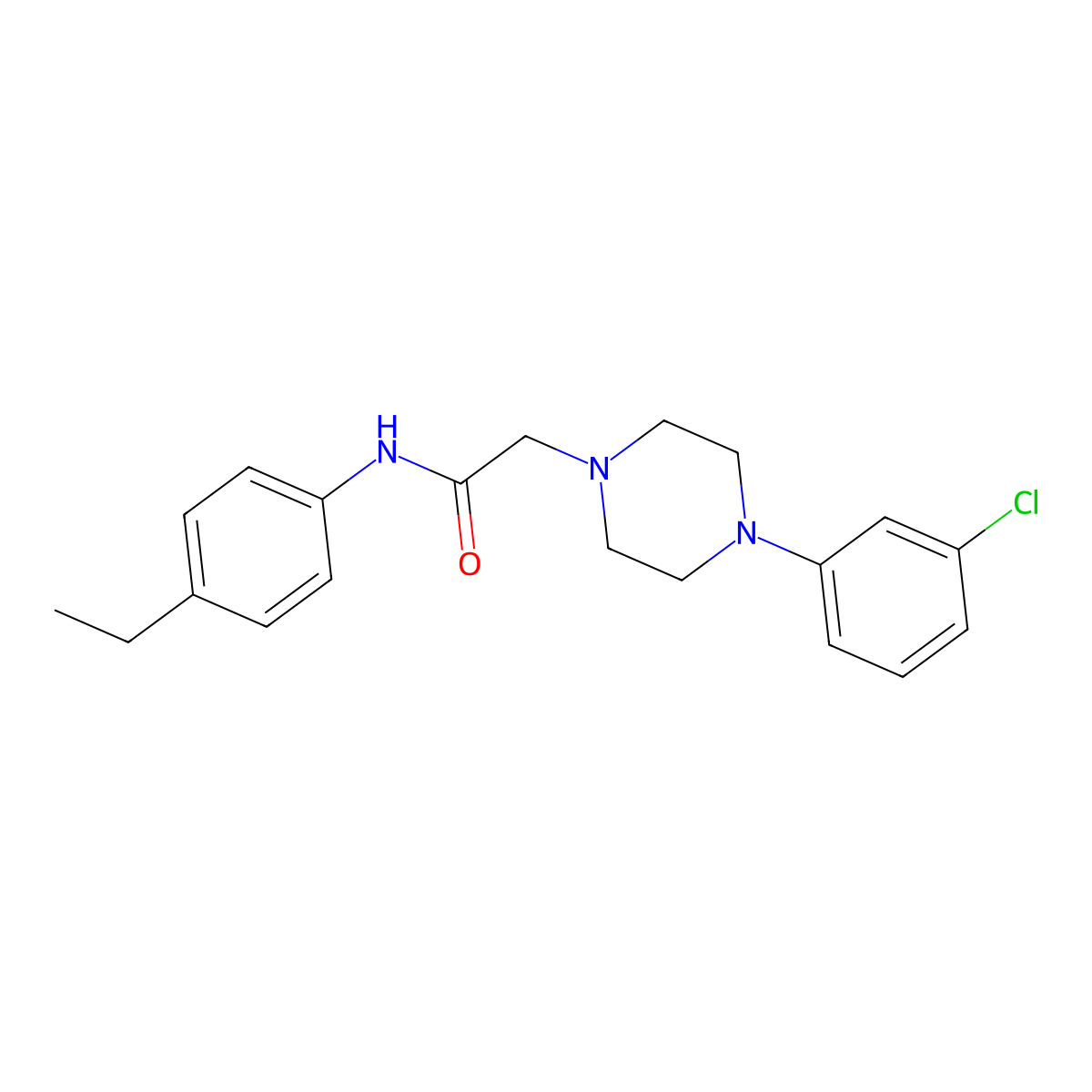 2-[4-(3-chlorophenyl)piperazin-1-yl]-N-(4-ethylphenyl)acetamide molecular structure, CAS 303091-67-0