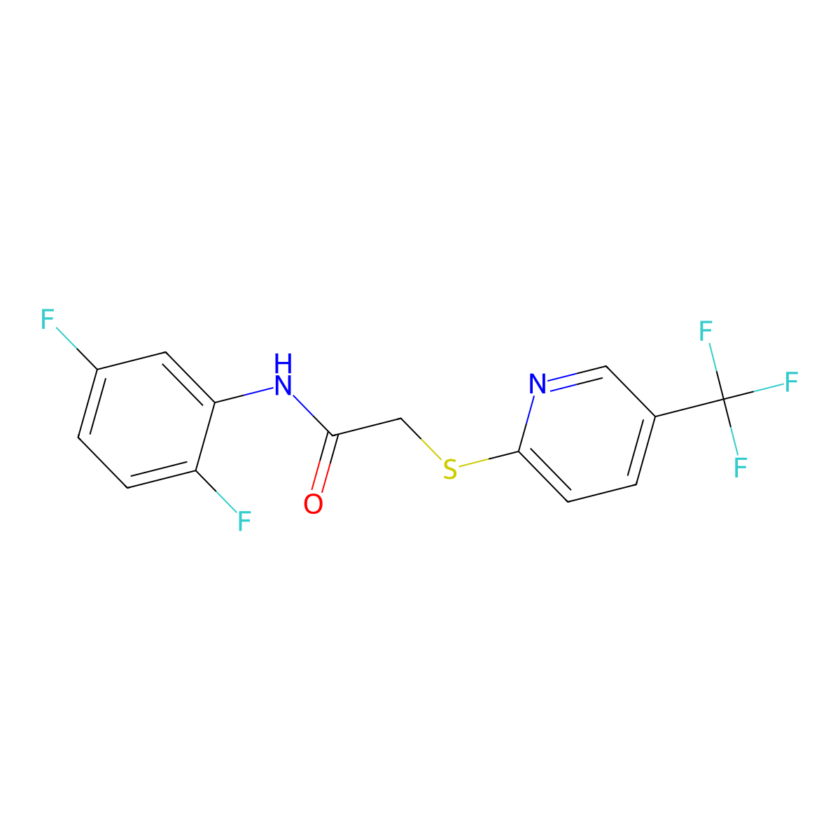 N-(2,5-difluorophenyl)-2-{[5-(trifluoromethyl)-2-pyridinyl]sulfanyl}acetamide molecular structure, CAS 303091-68-1