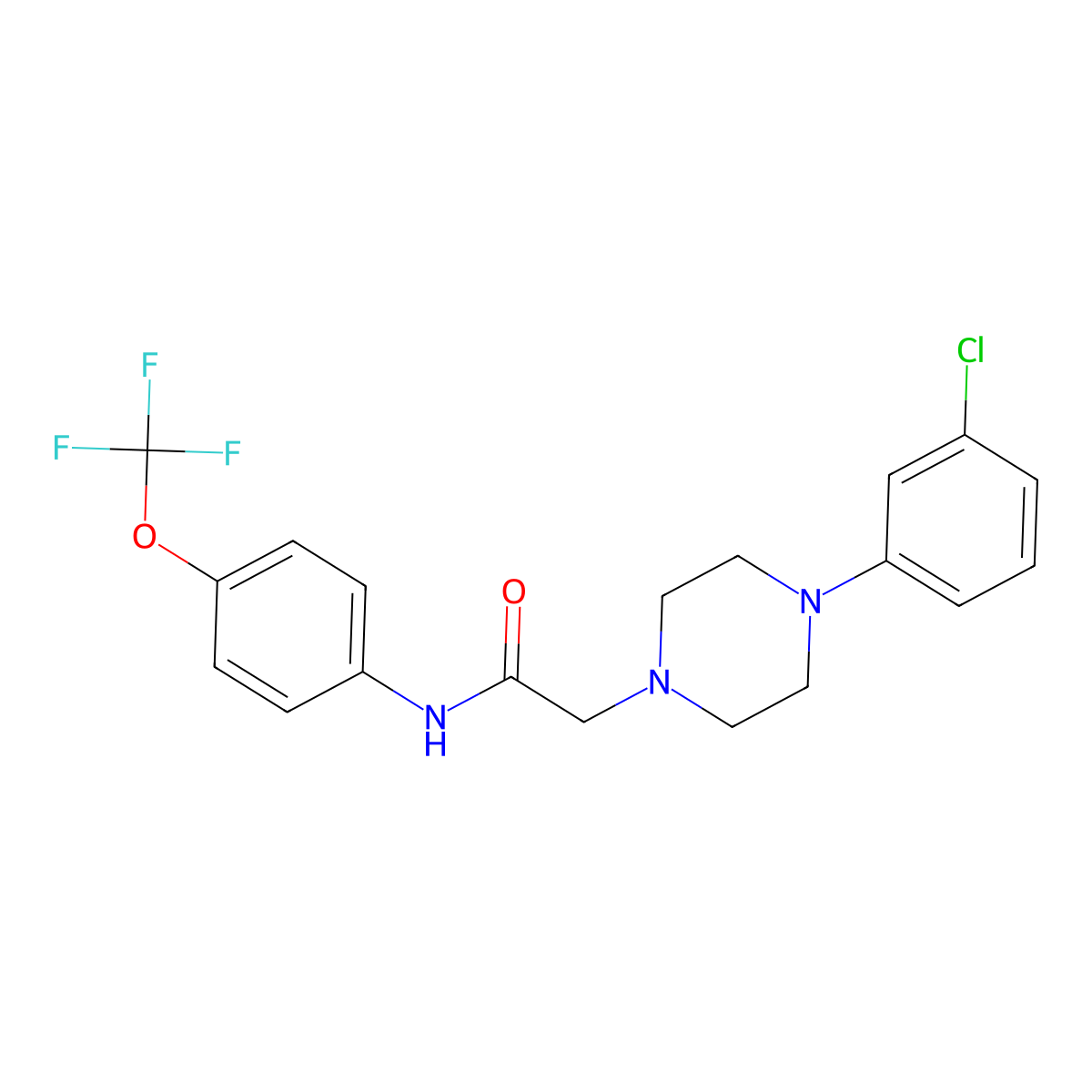 2-[4-(3-chlorophenyl)piperazin-1-yl]-N-[4-(trifluoromethoxy)phenyl]acetamide molecular structure, CAS 303091-71-6
