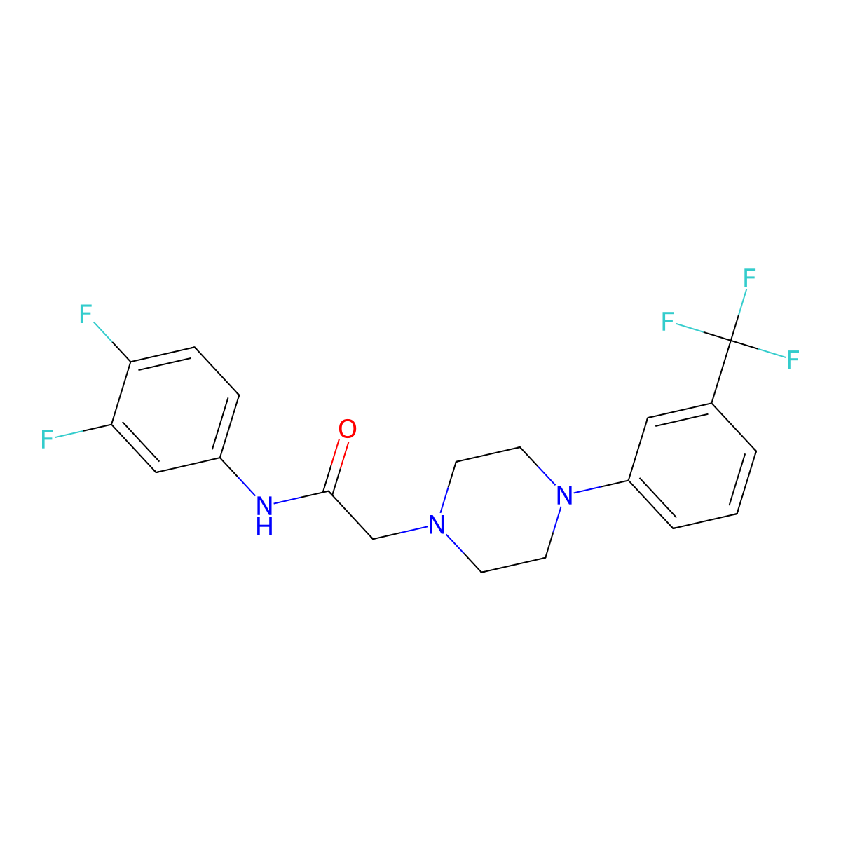 N-(3,4-difluorophenyl)-2-{4-[3-(trifluoromethyl)phenyl]piperazin-1-yl}acetamide molecular structure, CAS 303091-73-8