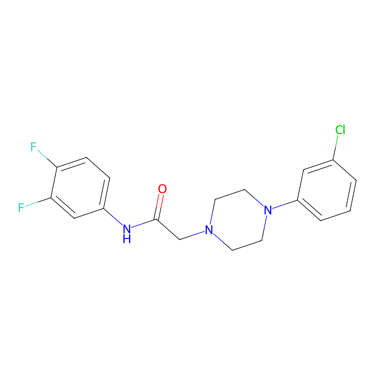 2-[4-(3-chlorophenyl)piperazin-1-yl]-N-(3,4-difluorophenyl)acetamide molecular structure, CAS 303091-74-9
