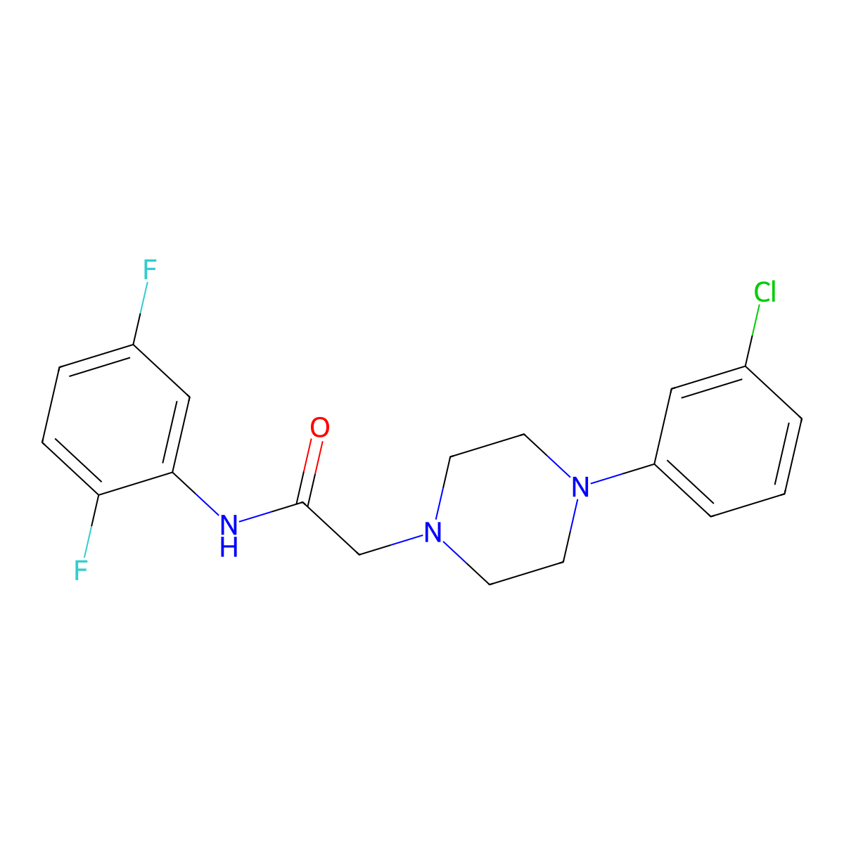 2-[4-(3-chlorophenyl)piperazin-1-yl]-N-(2,5-difluorophenyl)acetamide molecular structure, CAS 303091-78-3