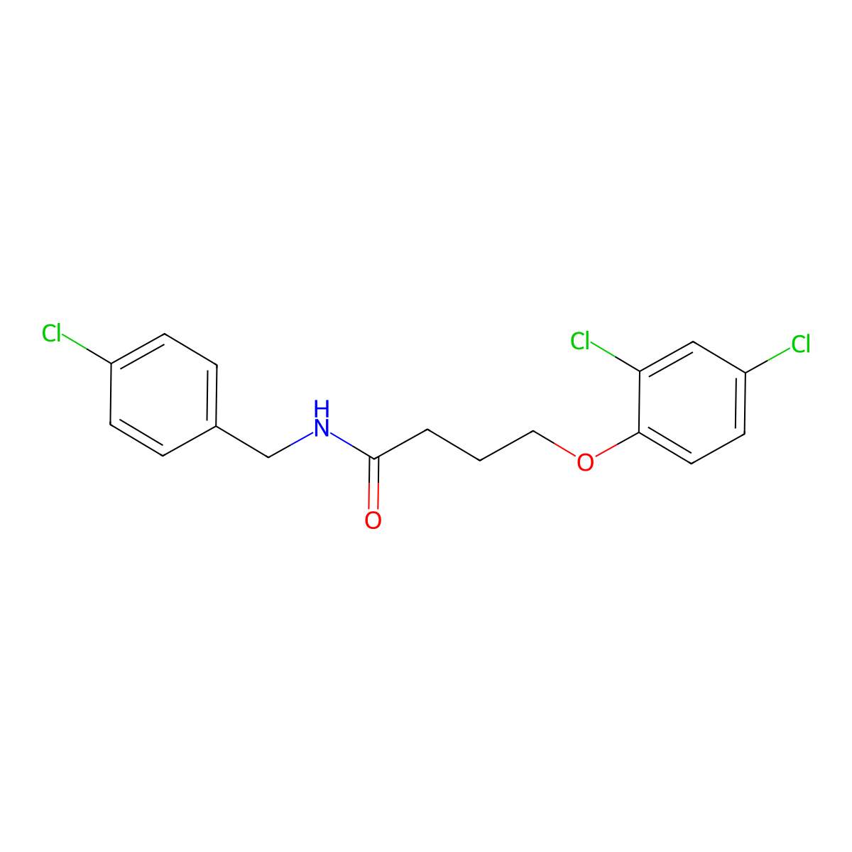 N-[(4-chlorophenyl)methyl]-4-(2,4-dichlorophenoxy)butanamide molecular structure, CAS 303091-83-0