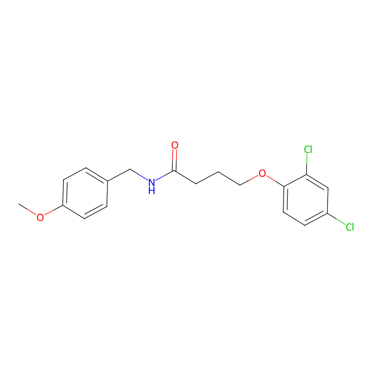 4-(2,4-dichlorophenoxy)-N-[(4-methoxyphenyl)methyl]butanamide molecular structure, CAS 303091-84-1