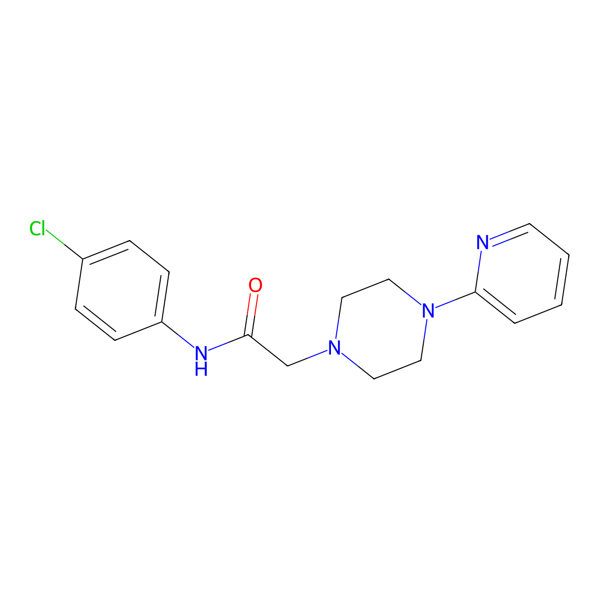 N-(4-chlorophenyl)-2-(4-pyridin-2-ylpiperazin-1-yl)acetamide molecular structure, CAS 303091-90-9