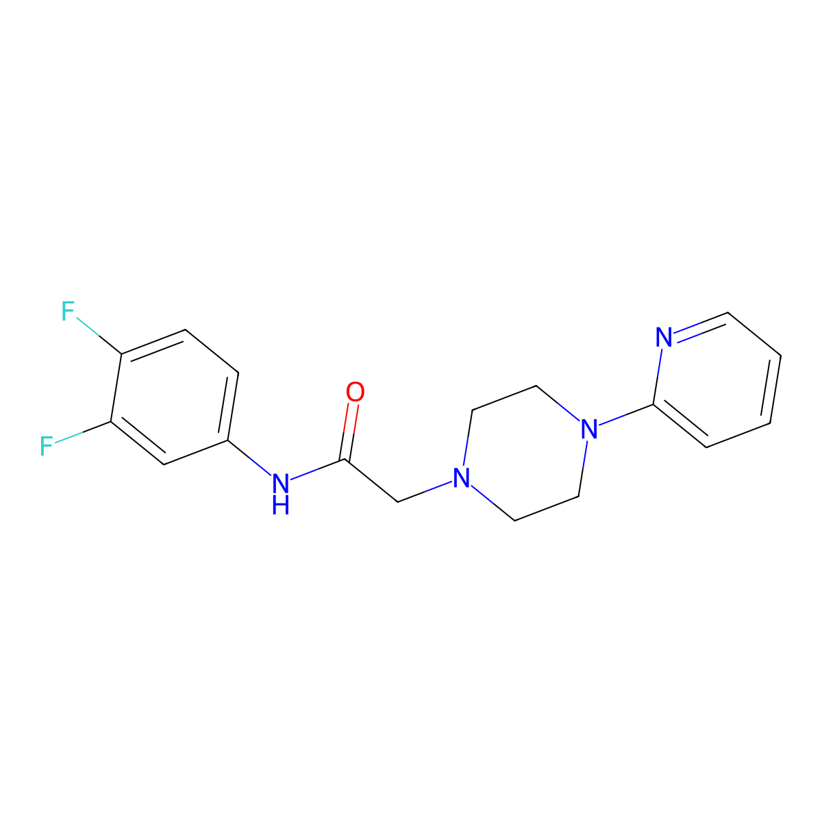 N-(3,4-difluorophenyl)-2-[4-(pyridin-2-yl)piperazin-1-yl]acetamide molecular structure, CAS 303091-91-0
