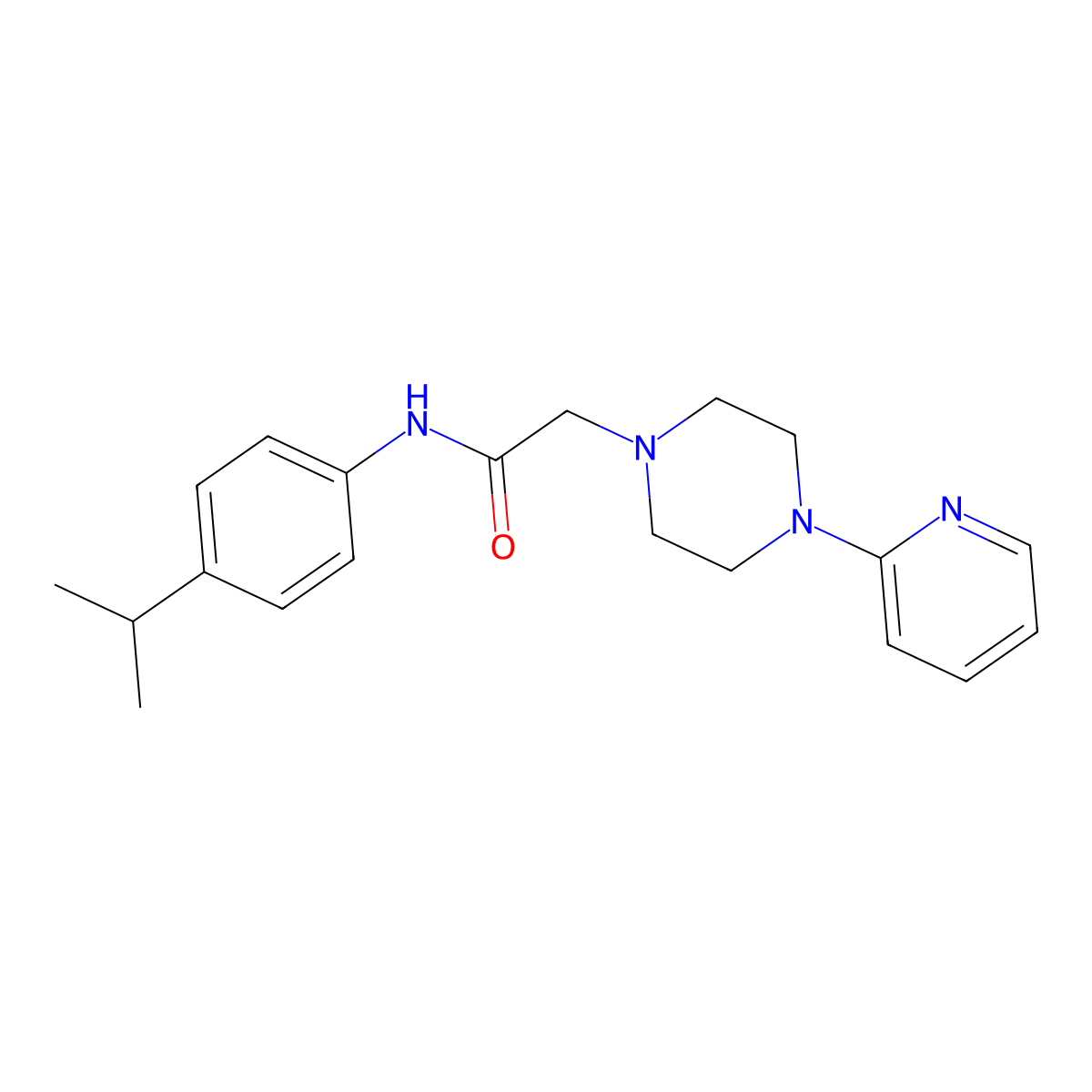 N-[4-(propan-2-yl)phenyl]-2-[4-(pyridin-2-yl)piperazin-1-yl]acetamide molecular structure, CAS 303091-94-3
